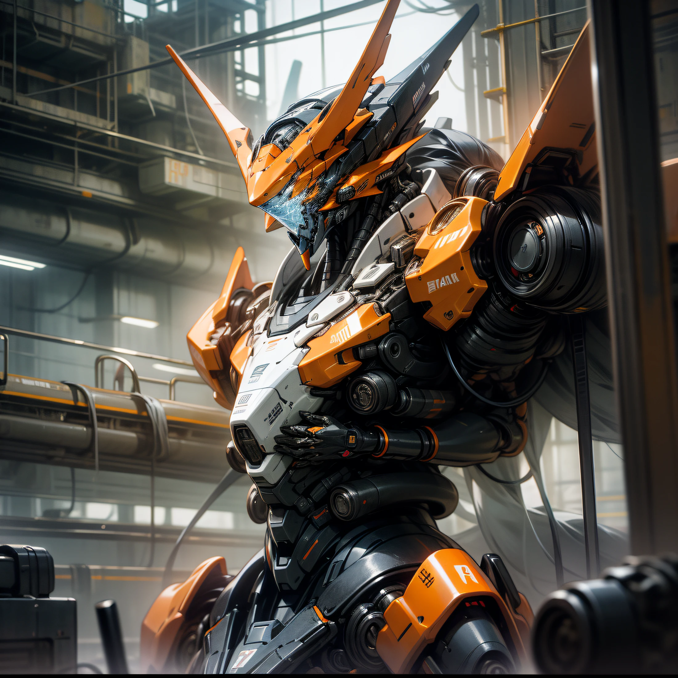 cyber punk style,mechs,(Orange section)|(Black part) --auto