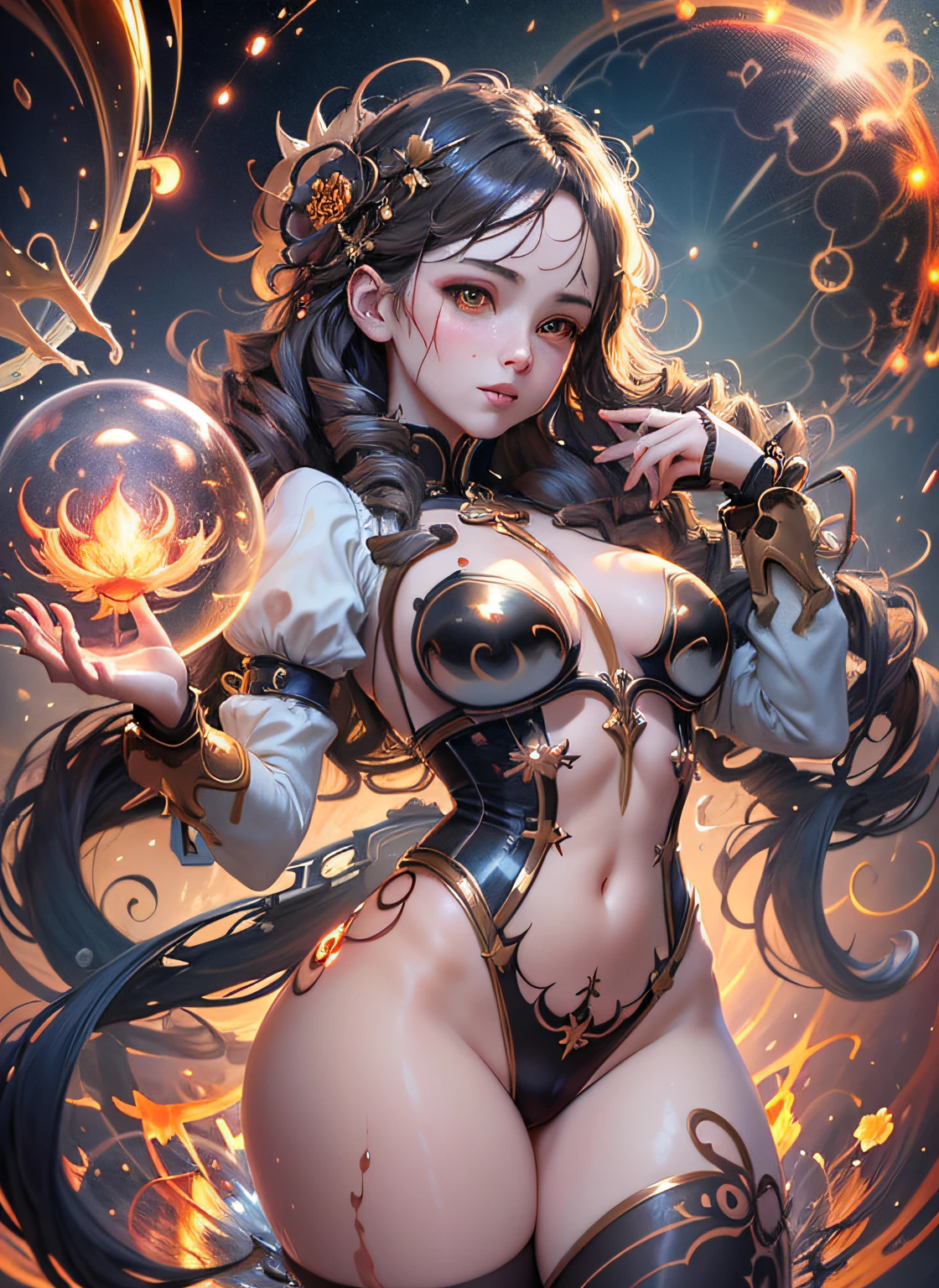 Goddess maiden, gorgeous, splashing, flame, flowing pen and ink,full female body, beautiful caucasian girl close-up, body in dynamic movement, oil, digital art, splash, full body, Ray-traced sunset rendering, shimmery water, light rays, billowing clouds, light reflections, vibrant colors, detailed, glitch art, water, 8k, oil painting, art by Sakimichan, Daniel Gerhartz, mixed digital painting technique, digital painting, super smooth , fluid, 3d fractals, light particles, spirit ink, smooth, shimmery, dreamy glow, 16k, sf, complex art masterpiece, sinister, matte movie poster, golden ratio, cgsociety trend, intricate, epic, artstation trend, highly detailed, vibrant, production cinematic character renderings by artgerm, H.R. Giger and Beksinsky Ultra Quality Model, cloudy night sky storm, sunset red clouds storm cloudy, rough sea, psychedelic waves, skin and clothes wet with water, drops of water, floating bubbles, magical lights, fantasy, filigree, cloudy night sky storm, sunset red clouds storm cloudy, rough sea, psychedelic waves, splash,Sakimichan style art, oriental mandala tattoo, fractal background, silver and gold and bronze spirit, natural skin moistened with water, slight smile, view from below, perfect golden eyes, long curly black hair, floating antique clock, lamp ancient, splash,seductive pose, visible pubic hair, breasts visible,full body, black hair, Transparent clothing, slight smile,, open legs, view of pubic hair, 1 sexy girl in transparent forest clothes,exposed breasts, open transparent t-shirt,mandala and flower tattoos, La mejor calidad, view from below, small breasts in sight, Jean-Baptiste Monge style, bright, beautiful , splash, Glittering , cute and adorable, filigree, , rim lighting, lights, extremely , magic, surreal, fantasy, digital art, , wlop, artgerm and james jean,floating antique clock, lamp ancient, splash,