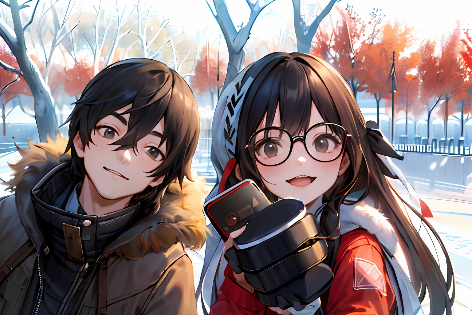 Two bespectacled parents with a -year boy
