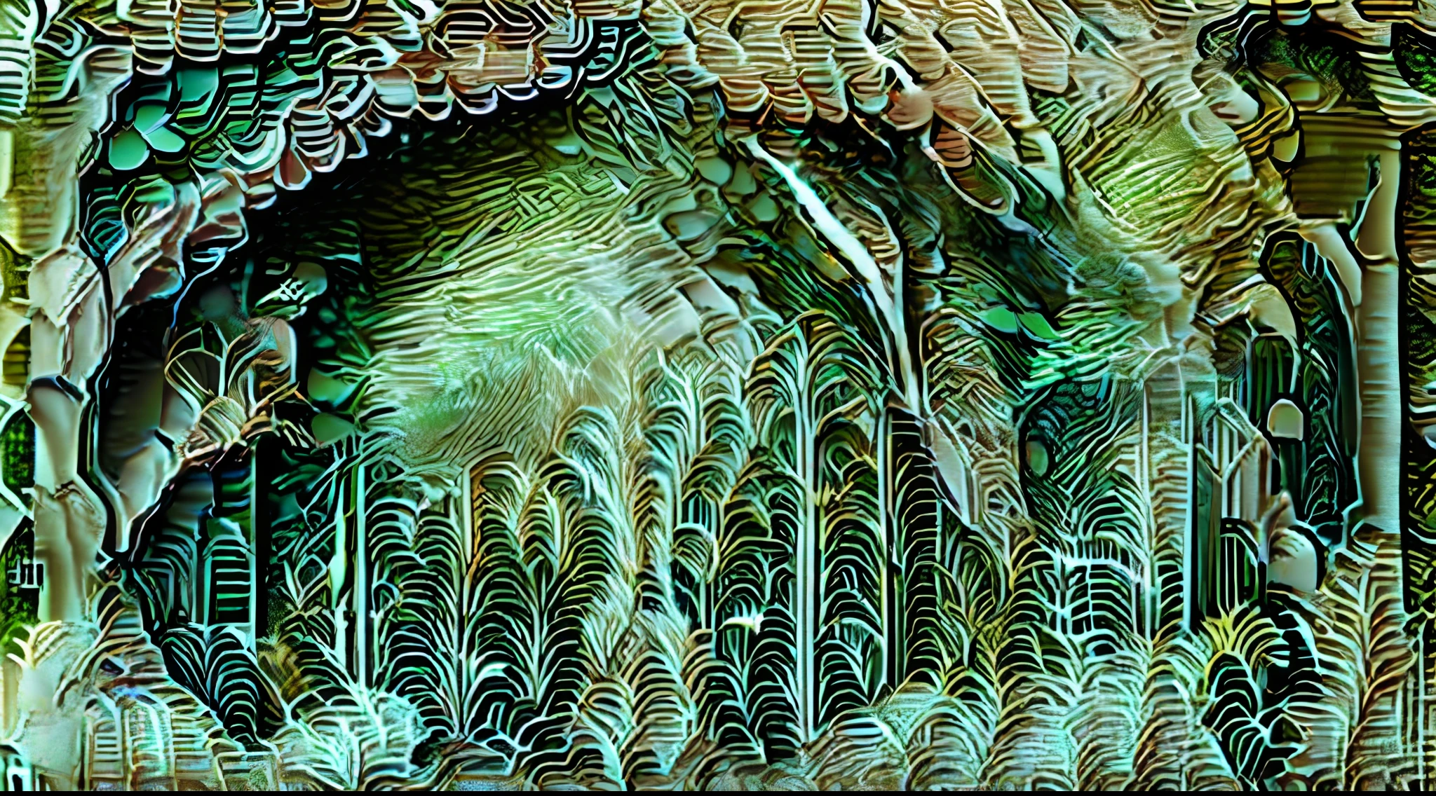 Multilayered and multidimensional paper cutout craft, paper illustration, paper quilling, 3D, lush forest, beautiful forest, (large iron grille door in forest:2.0), huge iron grille door, (door decorated with symbolic music symbols:2. 5), (white skin:2), only a daughter, back view, long black hair down to knee, dress, detailed Description, multilayered and multidimensional cutout craft paper illustration, cutout, 3D, fractal, beautiful colors, scenic cutout, DMT, 32k, 16k, ultimate perfect beautiful magnificent composition, highly detailed, intricate design, light on borders, super detailed, surreal, realistic