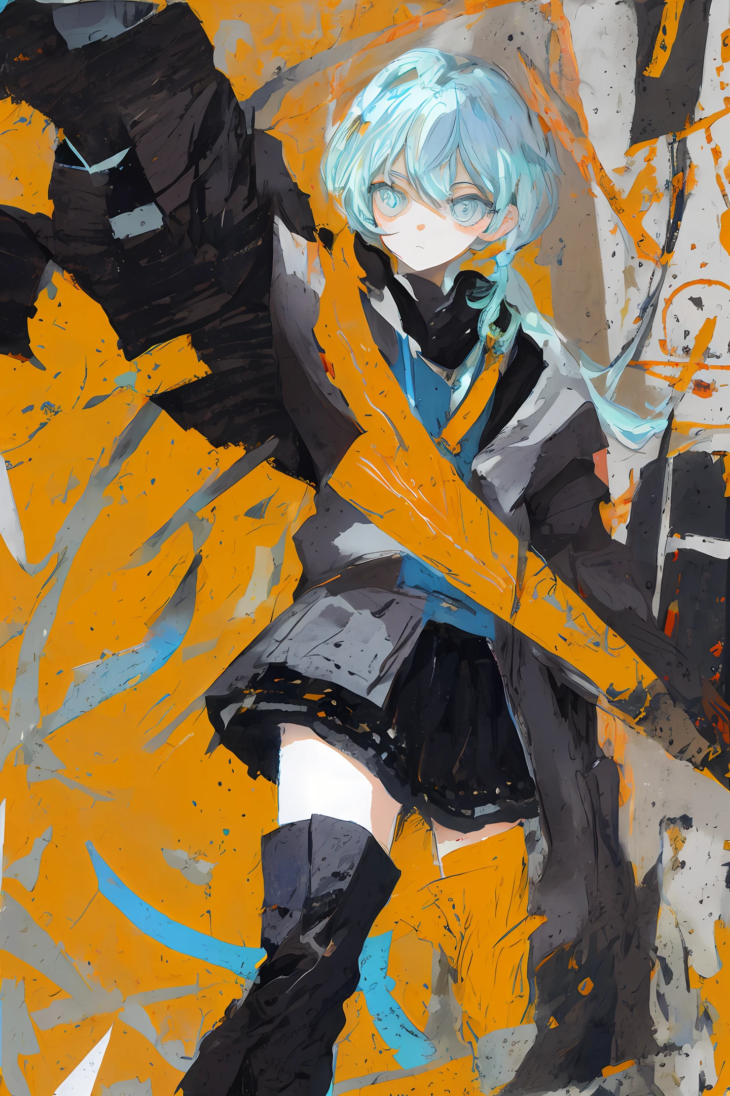 Character design, multiply view, gouache, sketch, crayon, texture, inking brush lineart