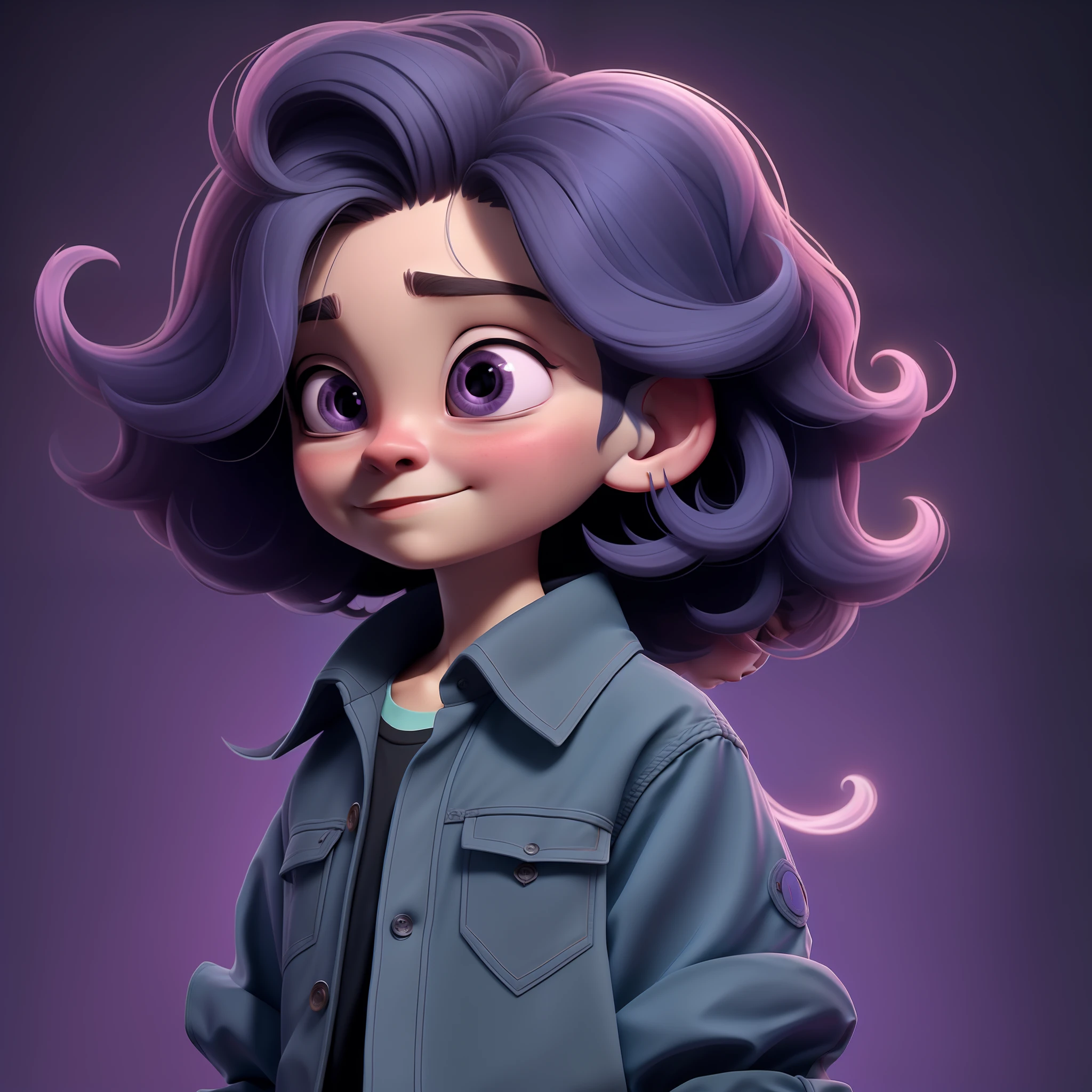 sozinho, 1Menina, foco femininko, Camisa xadrez, xadrez, Camisa, fundo simples, male child, enfeites no cabelo, boca fechada, Purple is a magical color with an imaginative and dreamy mind. Ela tem um tom roxo suave, with hair long and flowing like the starry night. His eyes have an enigmatic glint that reflects his ability to create fantasy worlds