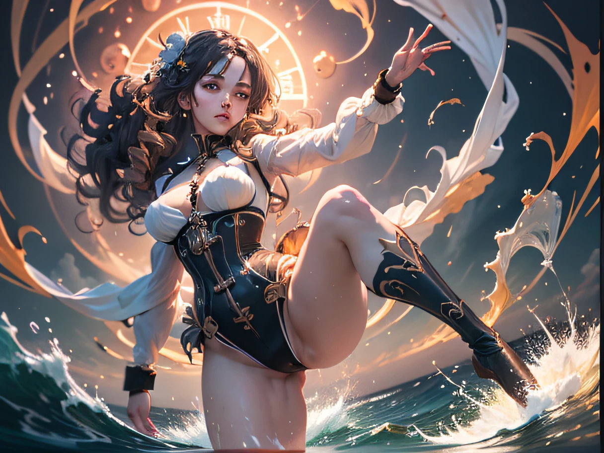 open legs, view of pubic hair,Goddess maiden, gorgeous, splashing, flame, flowing pen and ink,full female body, beautiful caucasian girl close-up, body in dynamic movement, oil, digital art, splash, full body, Ray-traced sunset rendering, shimmery water, light rays, billowing clouds, light reflections, vibrant colors, detailed, glitch art, water, 8k, oil painting, art by Sakimichan, Daniel Gerhartz, mixed digital painting technique, digital painting, super smooth , fluid, 3d fractals, light particles, spirit ink, smooth, shimmery, dreamy glow, 16k, sf, complex art masterpiece, sinister, matte movie poster, golden ratio, cgsociety trend, intricate, epic, artstation trend, highly detailed, vibrant, production cinematic character renderings by artgerm, H.R. Giger and Beksinsky Ultra Quality Model, cloudy night sky storm, sunset red clouds storm cloudy, rough sea, psychedelic waves, skin and clothes wet with water, drops of water, floating bubbles, magical lights, fantasy, filigree, cloudy night sky storm, sunset red clouds storm cloudy, rough sea, psychedelic waves, splash,Sakimichan style art, oriental mandala tattoo, fractal background, silver and gold and bronze spirit, natural skin moistened with water, slight smile, view from below, perfect golden eyes, long curly black hair, floating antique clock, lamp ancient, splash,seductive pose, visible pubic hair, breasts visible,full body, black hair, Transparent clothing, slight smile,, open legs, view of pubic hair, 1 sexy girl in transparent forest clothes,exposed breasts, open transparent t-shirt,mandala and flower tattoos, La mejor calidad, view from below, small breasts in sight, Jean-Baptiste Monge style, bright, beautiful , splash, Glittering , cute and adorable, filigree, , rim lighting, lights, extremely , magic, surreal, fantasy, digital art, , wlop, artgerm and james jean,floating antique clock, lamp ancient, splash,floating antique clock,