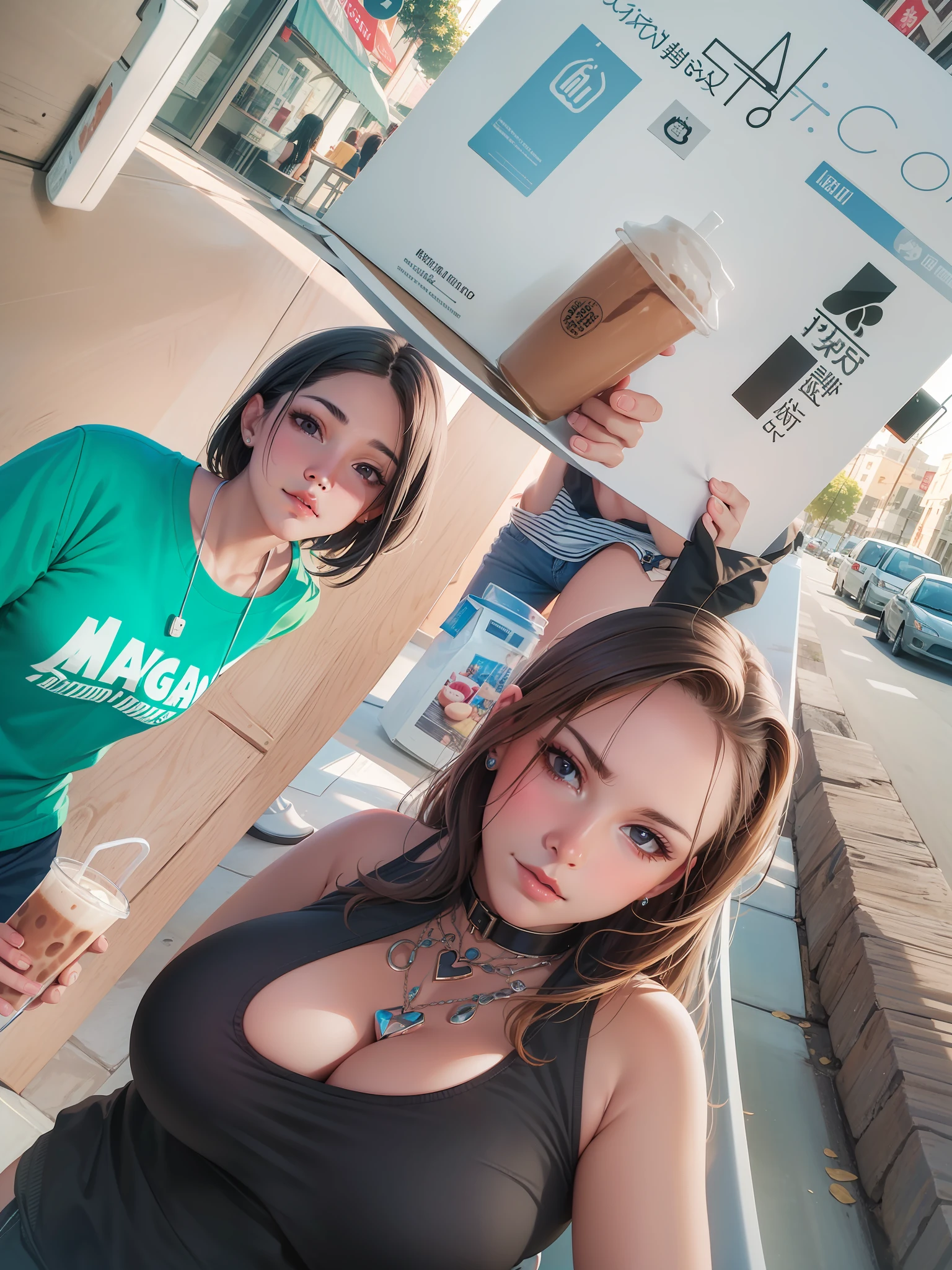 rosto perfeito , maquiagem, mulher jovem, Realistic photo drawing, Iced_Latte_With_Breast_Milk, rosto bonito, rosto perfeito, obra-prima,