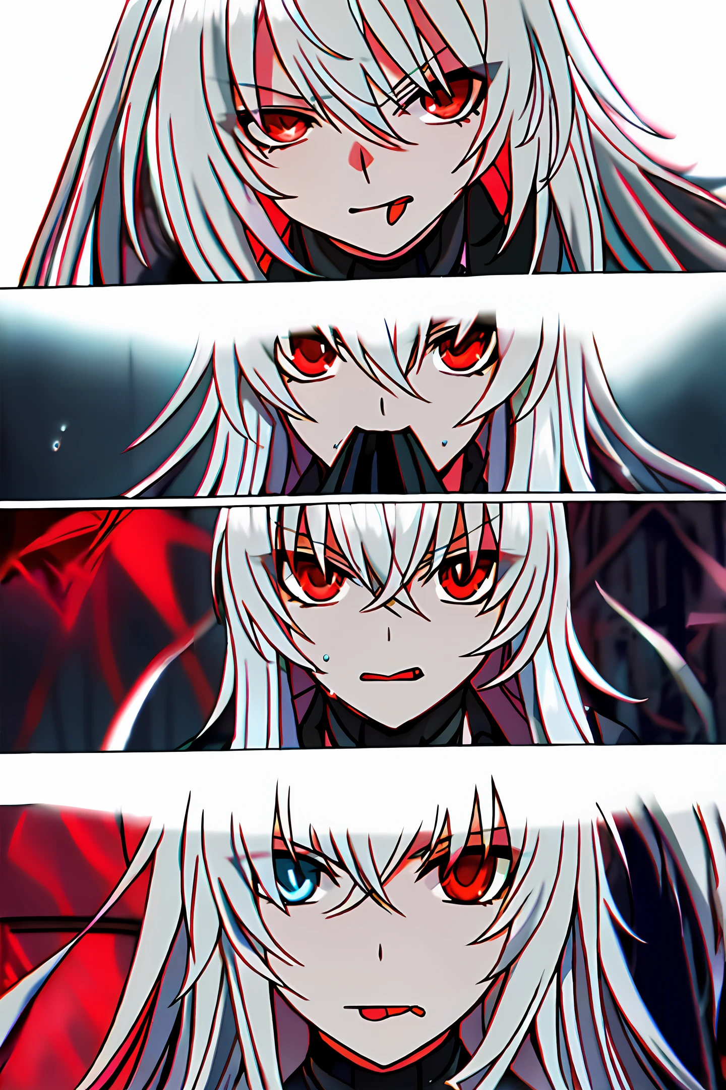 White hair,dual horsetail,nakeness,soaking wet,Red eyes,with her mouth open,Step forward,Shoot a face,See,Stick out your tongue,Flowing white pulp