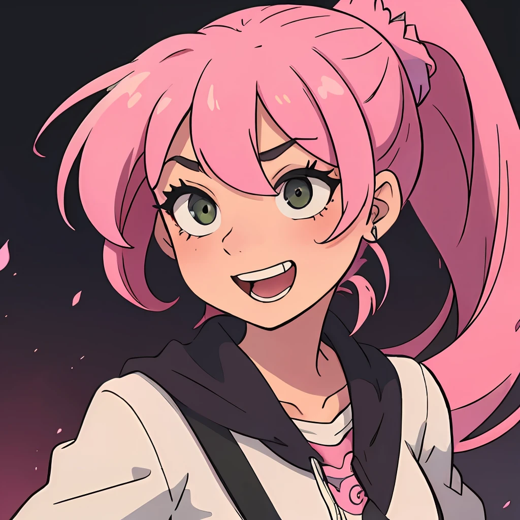 (best qualityer:0.8), (best qualityer:0.8),k hd,high qulity,1girll,Pink hair ponytail,laughingly