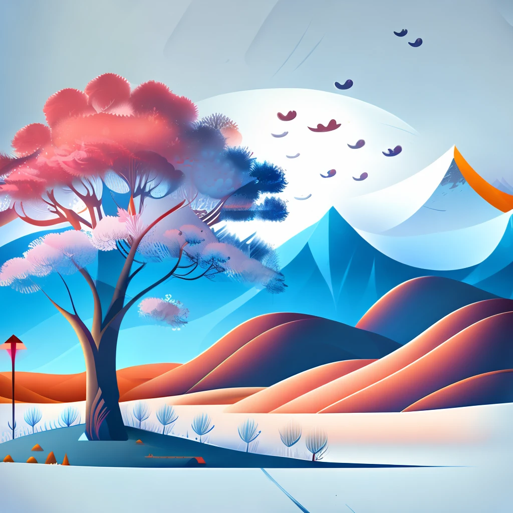 a spruice tree in a winter landscape, tshirt design, rzminjourney, vector-art