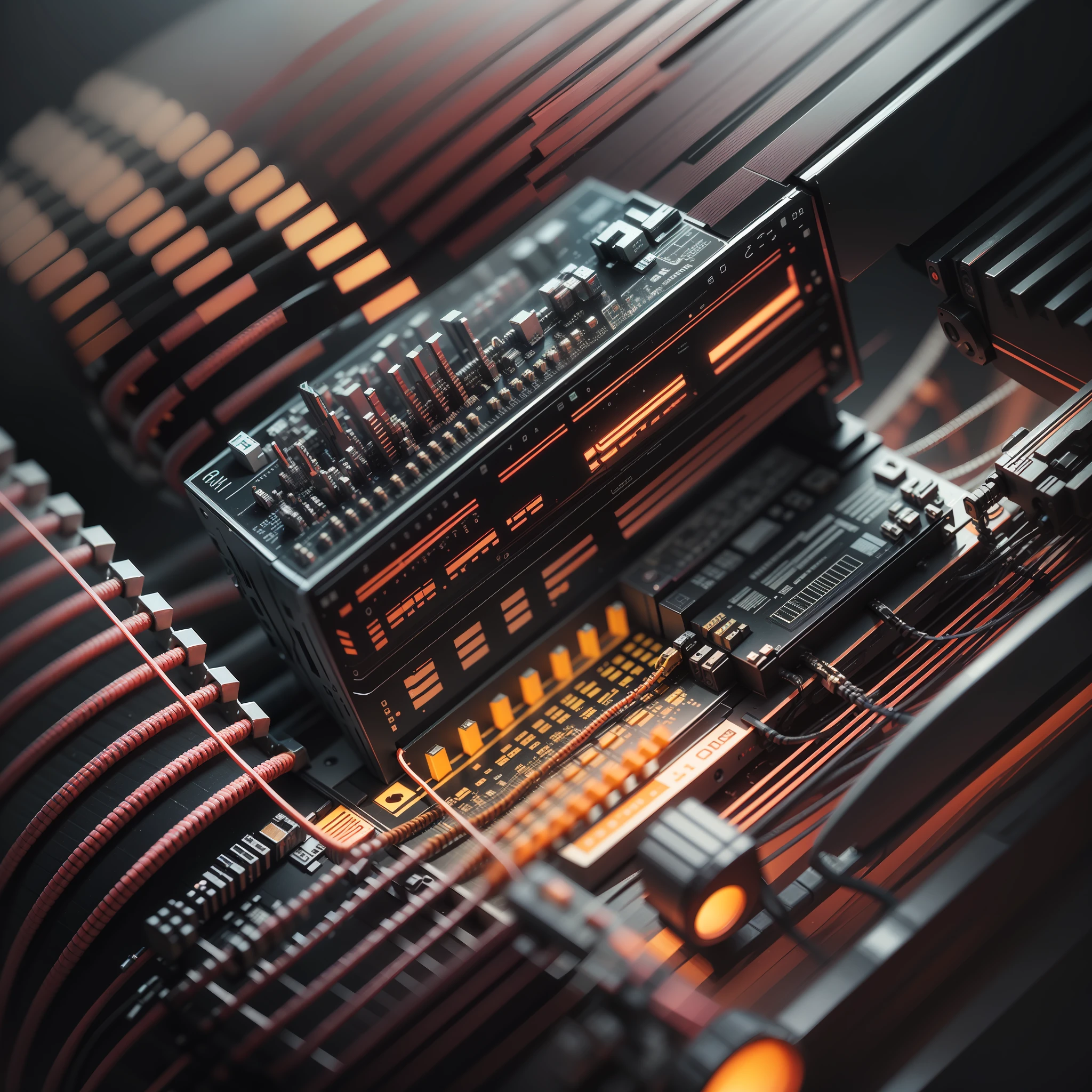 matrix optical cables in hypergrid multilayer nanotech CPU formations, blender rendering, 3d tone mapping, edge lighting glass dispersions, new media digital art