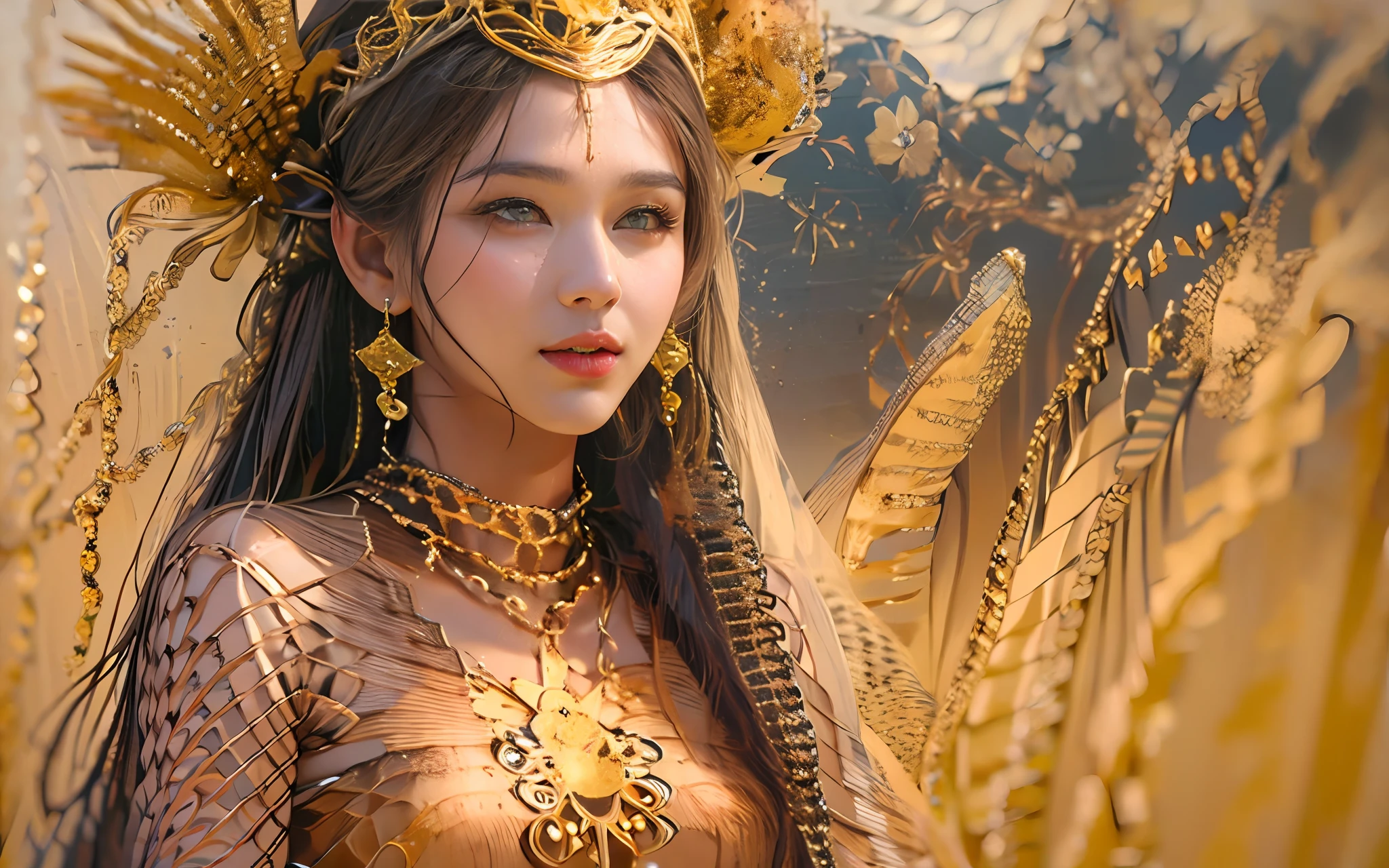 Sun Princess Priestess, Beautiful Girl, Full Body, Golden Rice Ears Meadow Background, High Quality, Masterpiece, Best Picture Quality, 16K