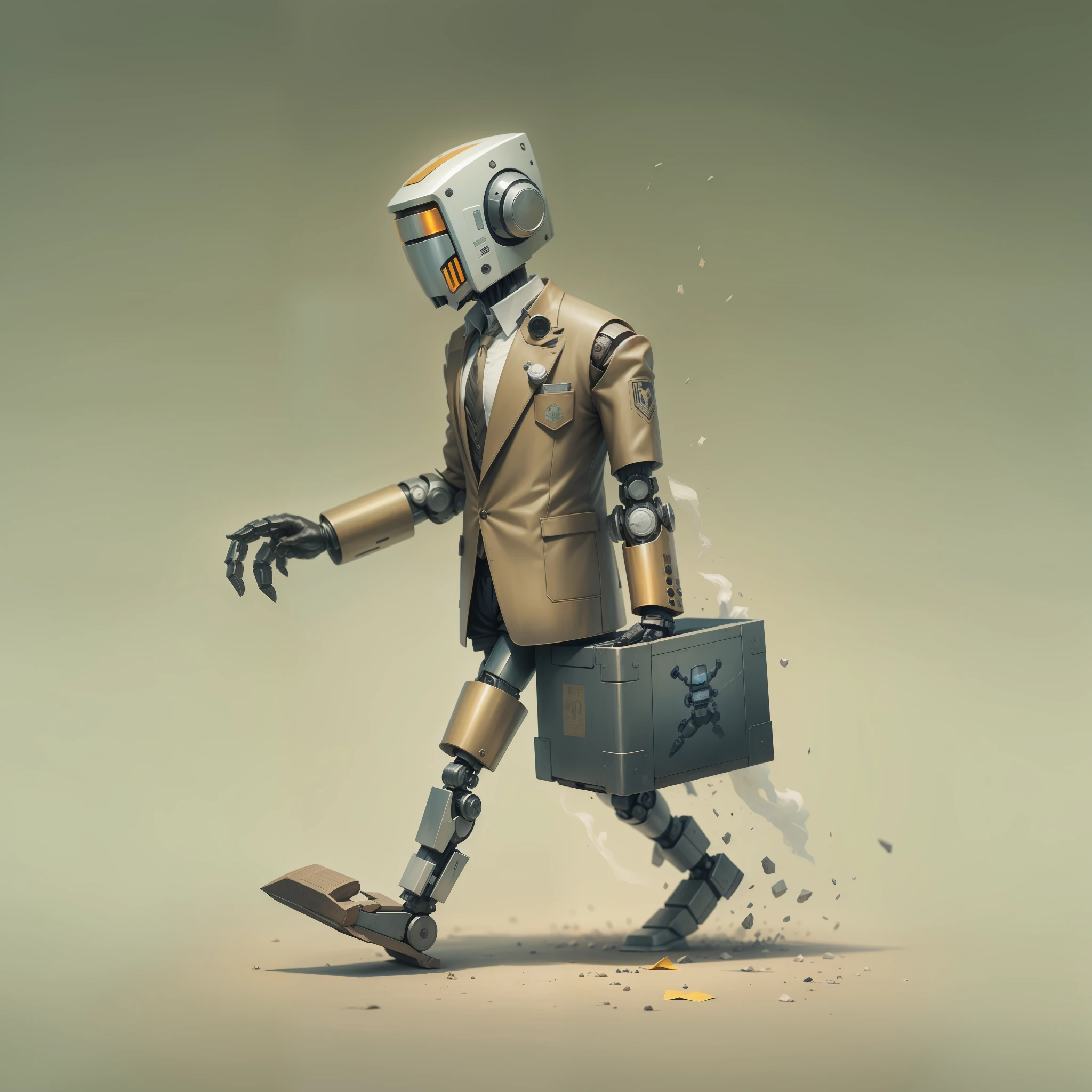 (desenho) robot walking in suit, dando moedas para homem beggar sujo com roupas rasgadas em uma esquina