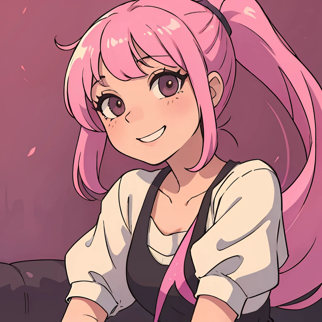 (best qualityer:0.8), (best qualityer:0.8),k hd，high qulity，1girll,Pink hair ponytail，ssmile