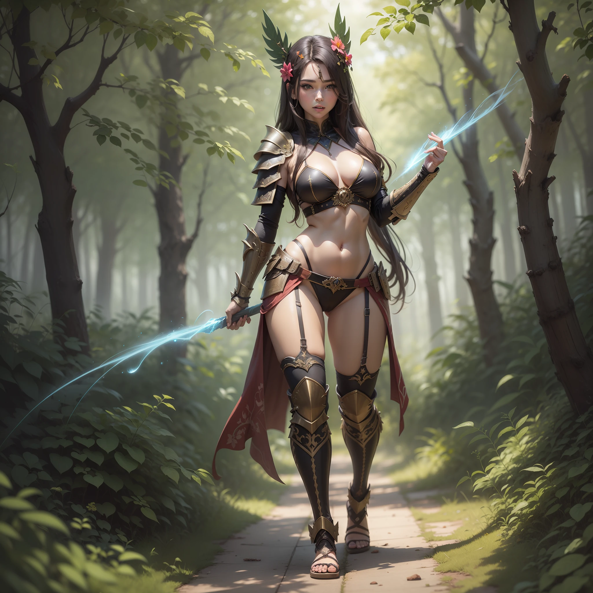 Hot Sexy Girl Wear Wood Bikini Armor With Grass Aura Full Body