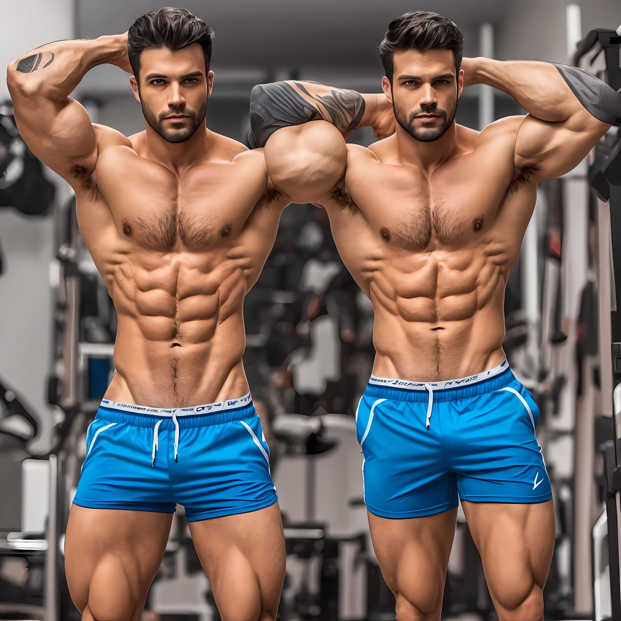 Homem bonito e sem camisa. Peitorais quadrados --auto