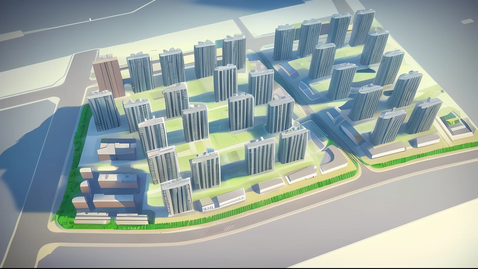 A picture of a city with many high-rise buildings, isometric perspective view, Perspective view, digital model, iso-distance view, anime city lineart, conceito, isometric aerial view, clear detailed view, barycentric subdivision, iso-distance view!!!!, depicted as a 3 d render, highly detailed linework, urban planning, Architectural illustration