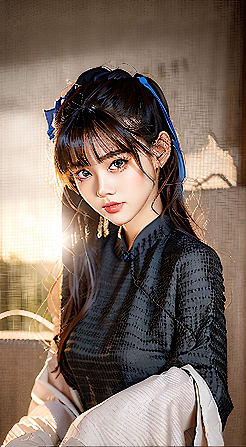 ulzzang-6500-v1.1, (raw photo: 1.2), (photorealistic: 1.4)) best quality, beautiful, beautiful, beautiful, extremely detailed, CG, unity,8k amazing wallpaper, beautiful detail, masterpiece, best quality, official art, very detailed CG unity 8k wallpaper, ridiculous, unbelievably ridiculous, huge file size, super detailed, high resolution, very detailed, beautiful detailed girl, very detailed eyes and face, beautiful detailed eyes, movie lighting, 1 girl, perspective, looking at the audience, full body, full body photo, outdoors, hands behind your back, (Hanfu)