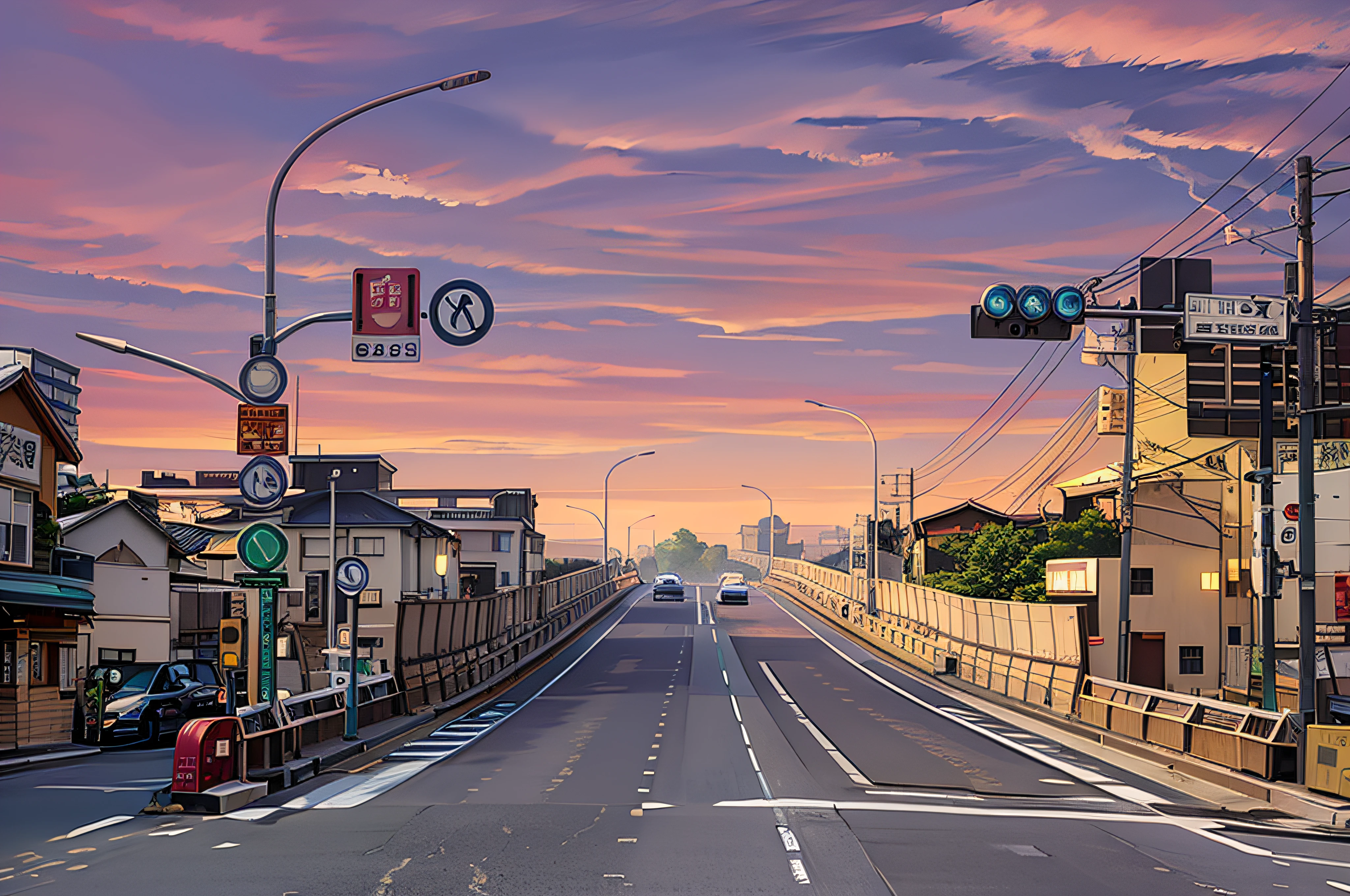 Roads with nothing to Japan, , The empty road in the middle, , hilly road, land bridge, Bridge, sky bridge