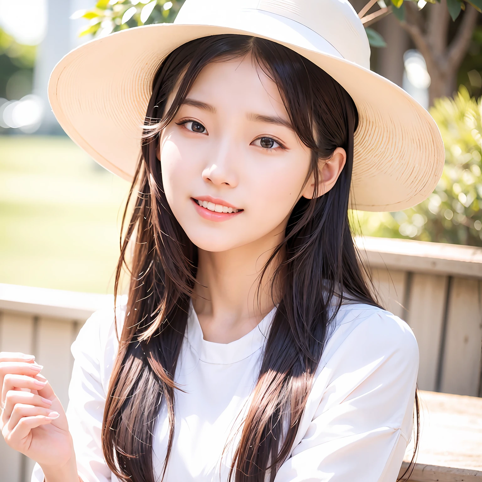 Alpha asian woman in white hat and white shirt, beautiful Korean women, portrait of female korean idol, Beautiful young Korean woman, Gorgeous young Korean woman, jaeyeon nam, Korean girl, young lovely Korean faces, wan adorable korean face, cute korean actress, Lee Ji-eun, lee ji eun, park jimin, Asian girl with long hair