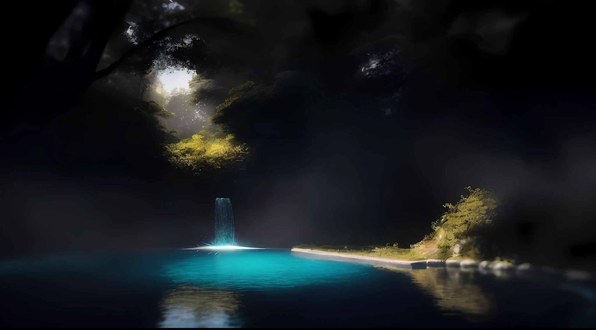 jardim, balsam, paz, Obra-prima, melhor qualidade, (muito detalhado CG unificado papel de parede 8k), (melhor qualidade), (best illustration), (melhor sombra), jardim brilhante, Drinking water in the pool, elementos naturais no tema floresta. Floresta misteriosa, bela floresta, natureza, cercada de flores, folhas delicadas e galhos cercados por vagalumes (elementos naturais), (tema da selva), (folhas), (galhos), (vagalumes), (particle effects) e outros 3D, octan render, ray tracing, super detalhado, balsam --v6