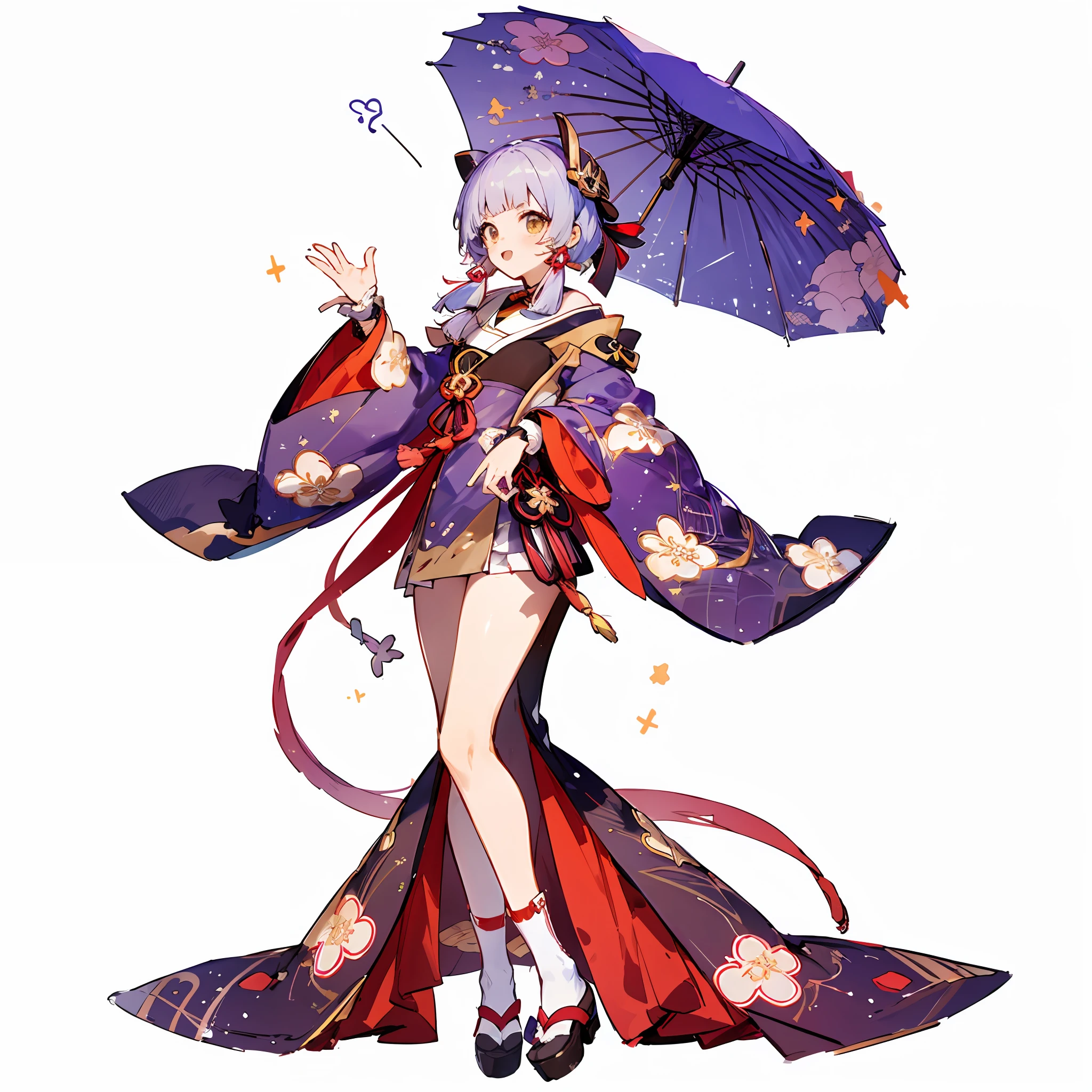 Menina anime em um vestido de quimono segurando um guarda-chuva e um gato, em quimono, Impacto de Ayaka Genshin, Cute anime waifu in a nice dress, anime full body illustration, em um quimono, ayaka jogo genshin impact, Keqing de Genshin Impact, Zhongli, Genshin Impact, usando quimono real, Yayoi Kasuma, quimono