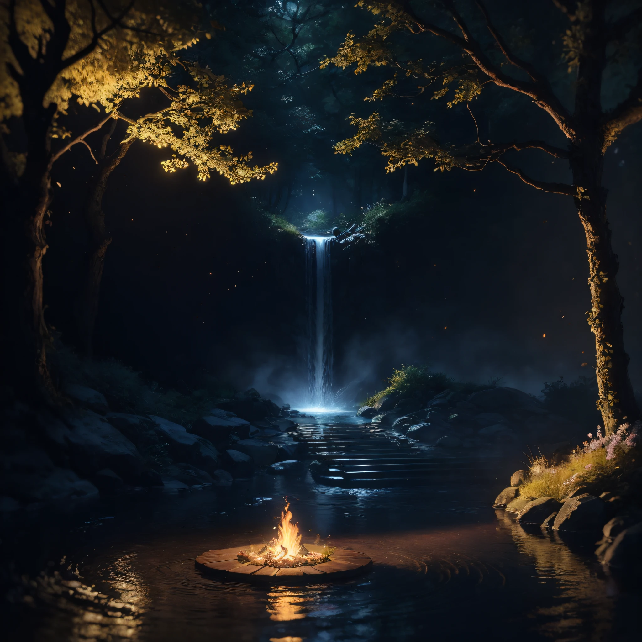 Masterpiece, best quality, (very detailed CG unified 8k wallpaper), (best quality), (best illustration), (best shadow), glowing elf with a glowing deer, drinking water in the pool, natural elements in forest theme. Mysterious forest, beautiful forest, nature, surrounded by flowers, delicate leaves and branches surrounded by fireflies (natural elements), (jungle theme), (leaves), (branches), (fireflies), (particle effects) and other 3D, Octane rendering, ray tracing, super detailed , pig --auto --v6
