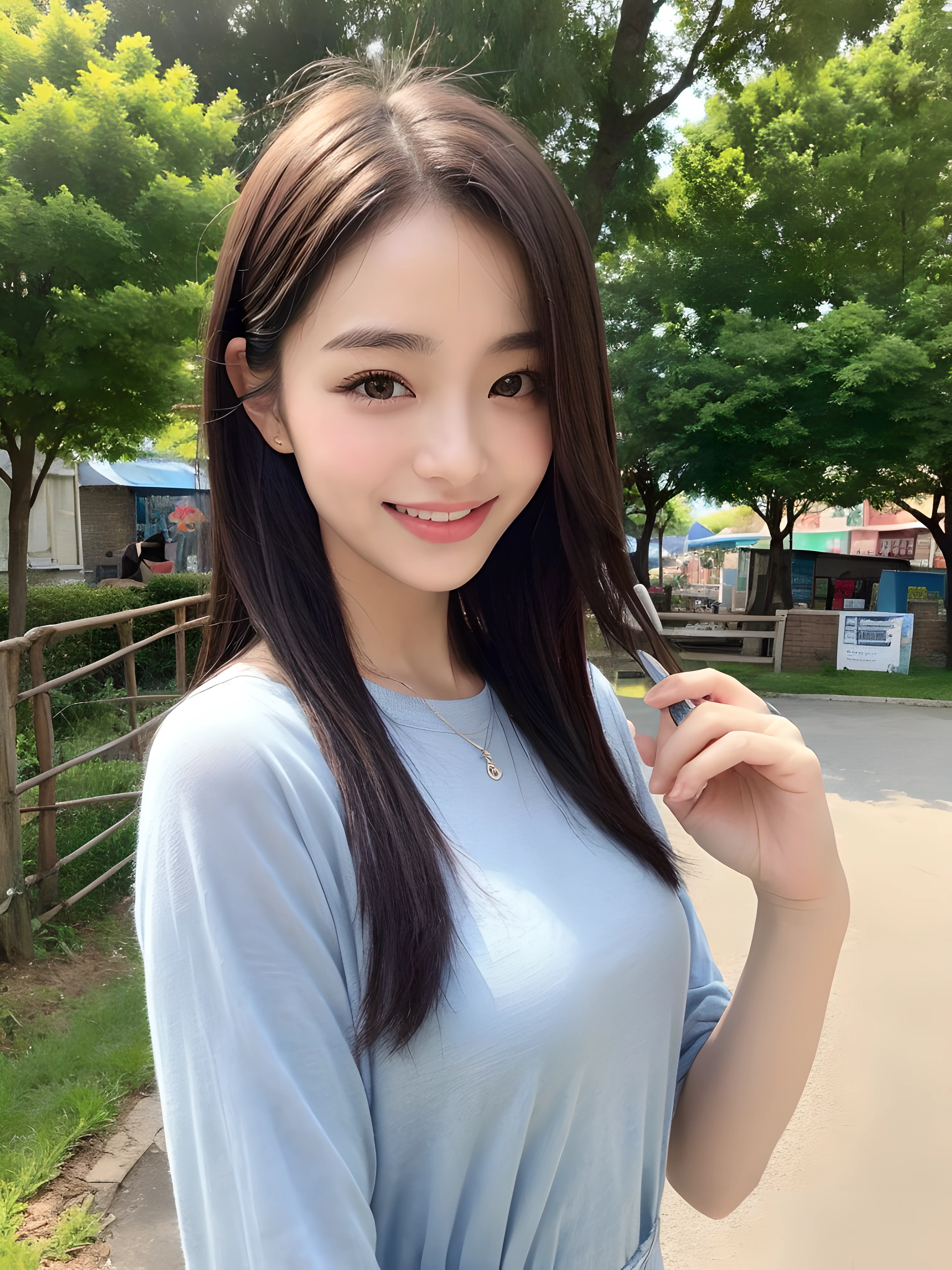 (((Best image quality,8K quality),tmasterpiece)), Drawing style tag: Natural casual hairstyle:1.2, dress detailed:1.1, The body emphasized: 1. Slender female abs:1.3, plumw:1.2, Summary of body details: Refined face:1, 二重まぶた:1, ssmile:1, Picture scene details: Beautiful village, Female life.