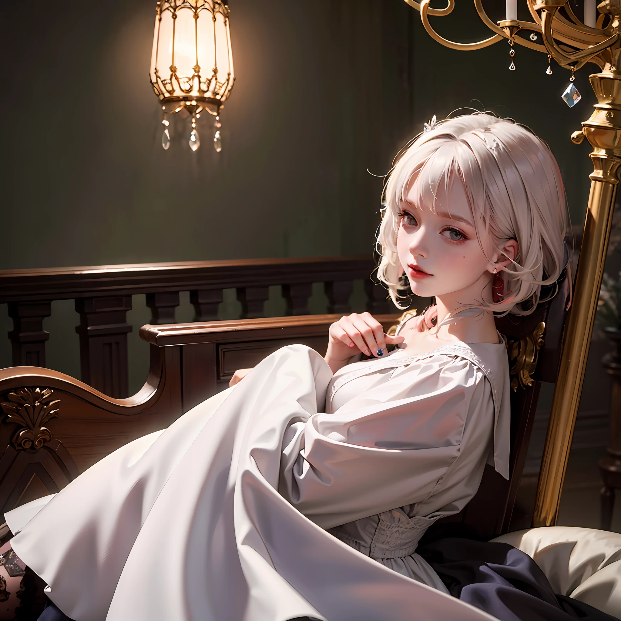 curly bob hairstyle, white hair