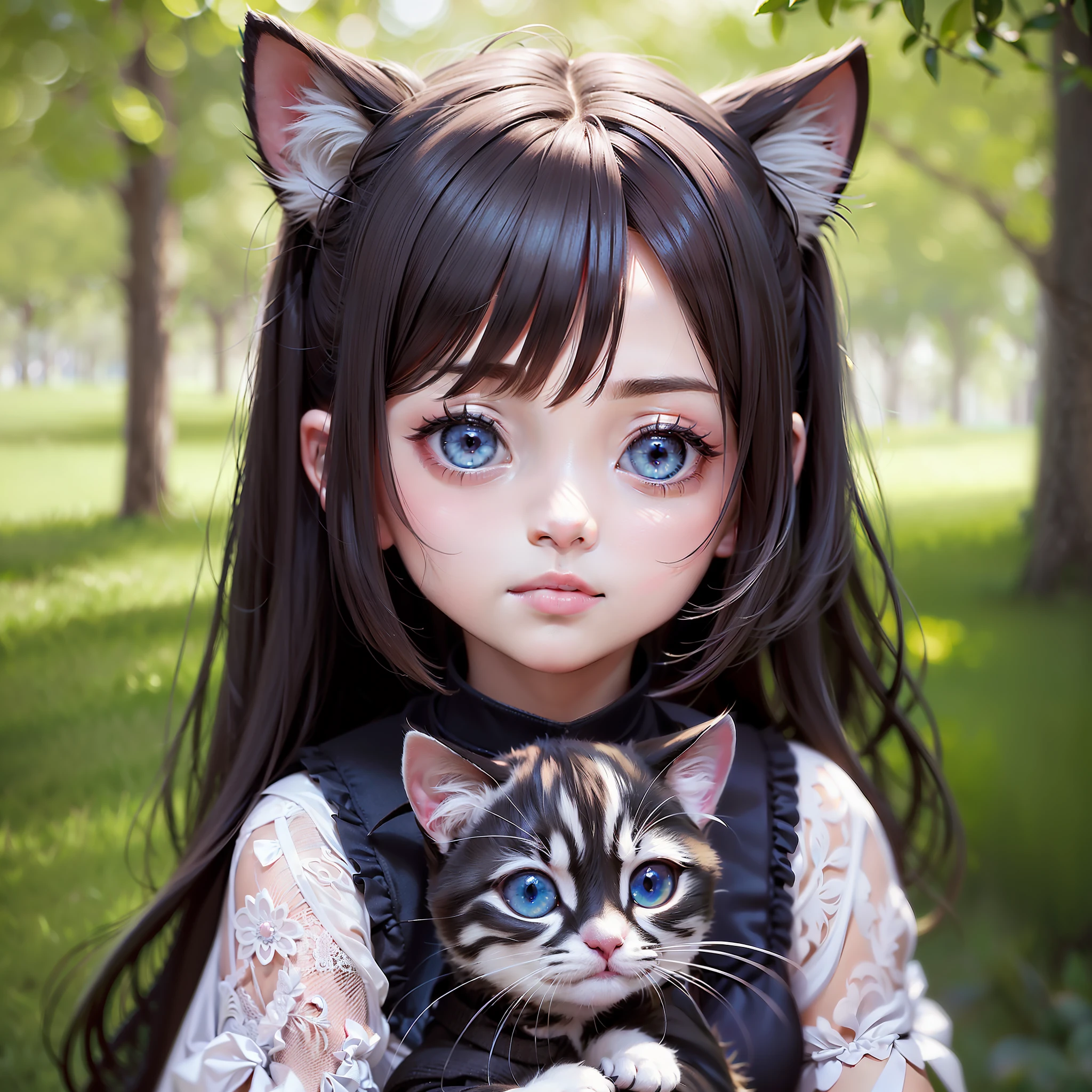 Estilo glamour, Masterpiece, La mejor calidad, 8k, Artstation, foco nítido, ultrarrealista, Detalles altos, Rough photographic portrait of cute kittens (Primer plano extremo), (((Backround desenfocado))):1.7, (((Profundidad de campo))):1.8