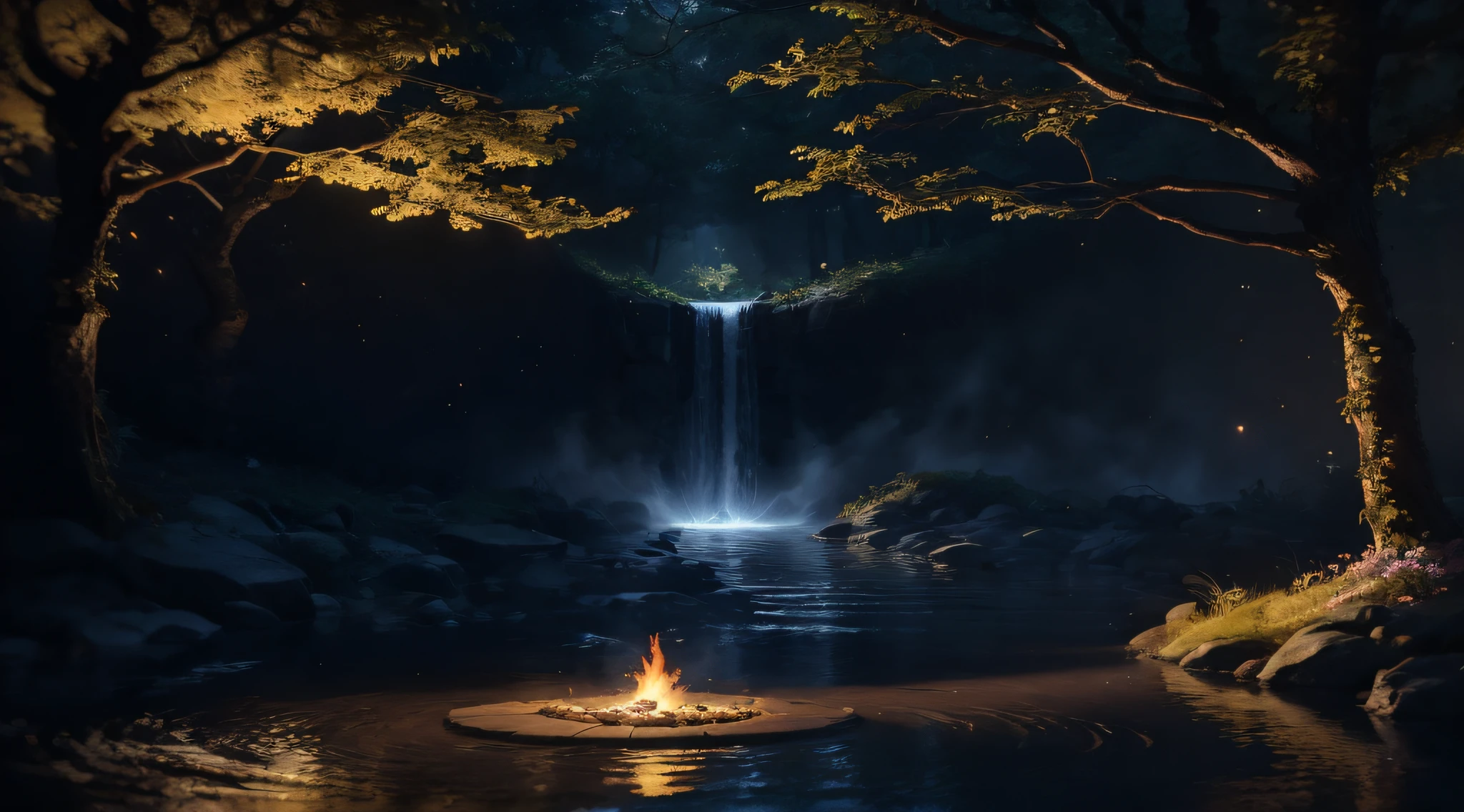 Masterpiece, best quality, (very detailed CG unified 8k wallpaper), (best quality), (best illustration), (best shadow), glowing elf with a glowing deer, drinking water in the pool, natural elements in forest theme. Mysterious forest, beautiful forest, nature, surrounded by flowers, delicate leaves and branches surrounded by fireflies (natural elements), (jungle theme), (leaves), (branches), (fireflies), (particle effects) and other 3D, Octane rendering, ray tracing, super detailed , pig --v6