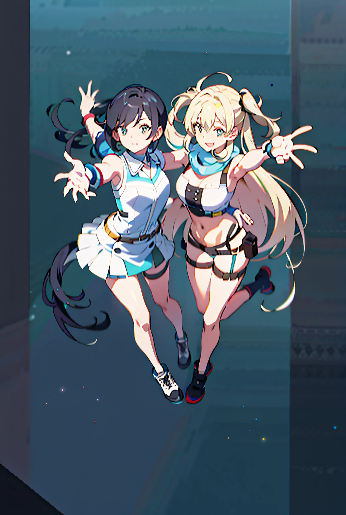 Good anatomy, 2 girls, Mature female, hugs,