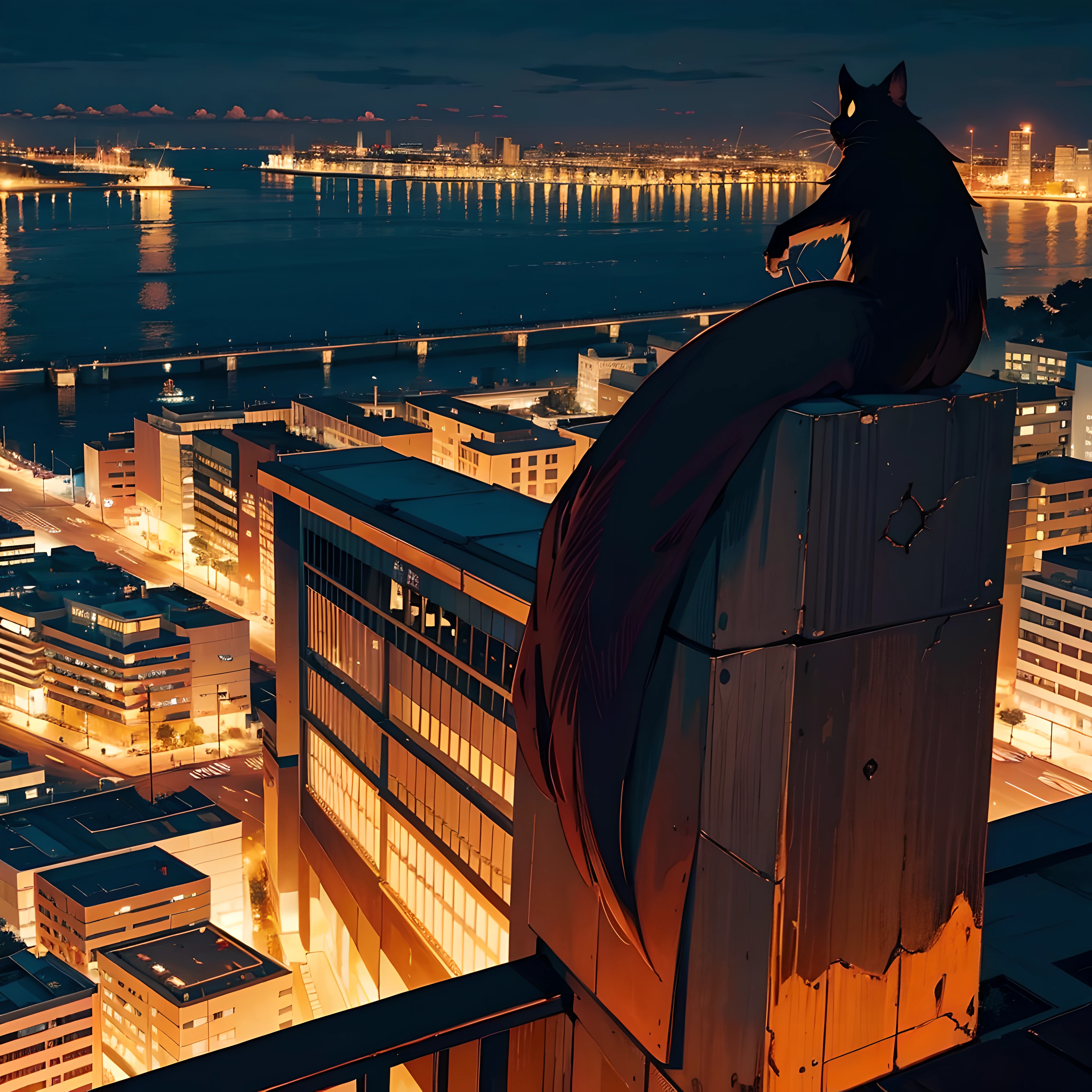 dark theme. rato contemplando admirando a cidade --auto