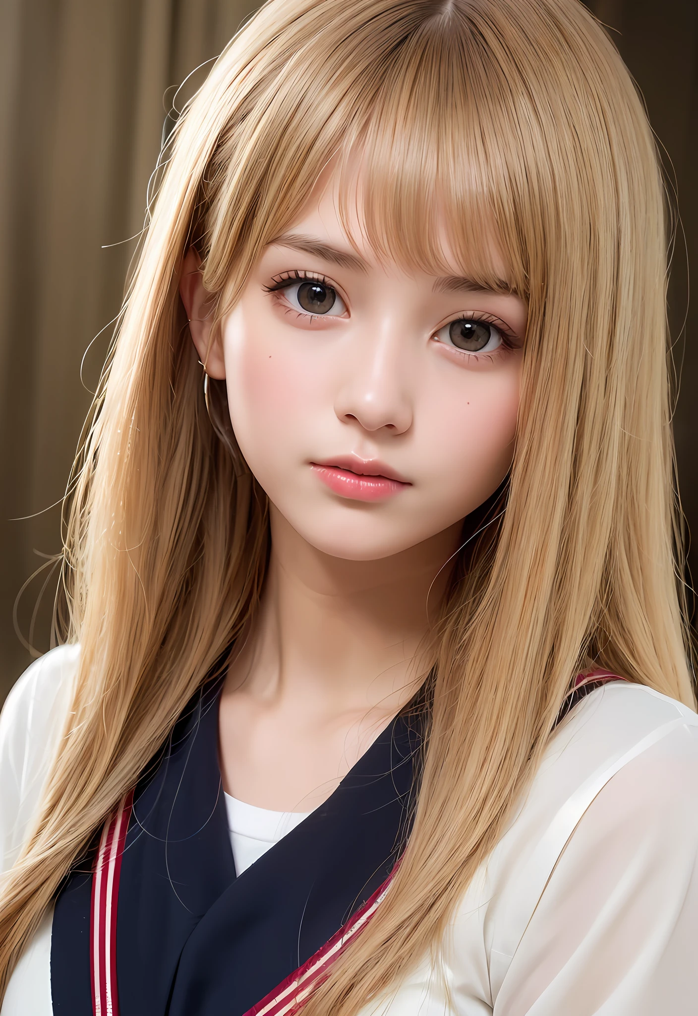 RAW photos, ((Portrait of extreme beauty))), (Radiant white skin)), 1 girl, 15 years old pretty beautiful girl in Prague, (Lustrous bright natural blonde hair))), [Blue eyes], Silky fine hair, Straight long hair, Eyeliner, Bangs, Hair between eyes, Fluttering hair, Little smile, ((Masterpiece, top quality, ultra detail, film light, complex details, high resolution, 8K, very detailed)), detailed background, 8K UHD, DSLR, soft light, high quality, film grain, Fujifilm XT3, shallow depth of field, natural light, (perfect hands), perfect beautiful face, sailor suit