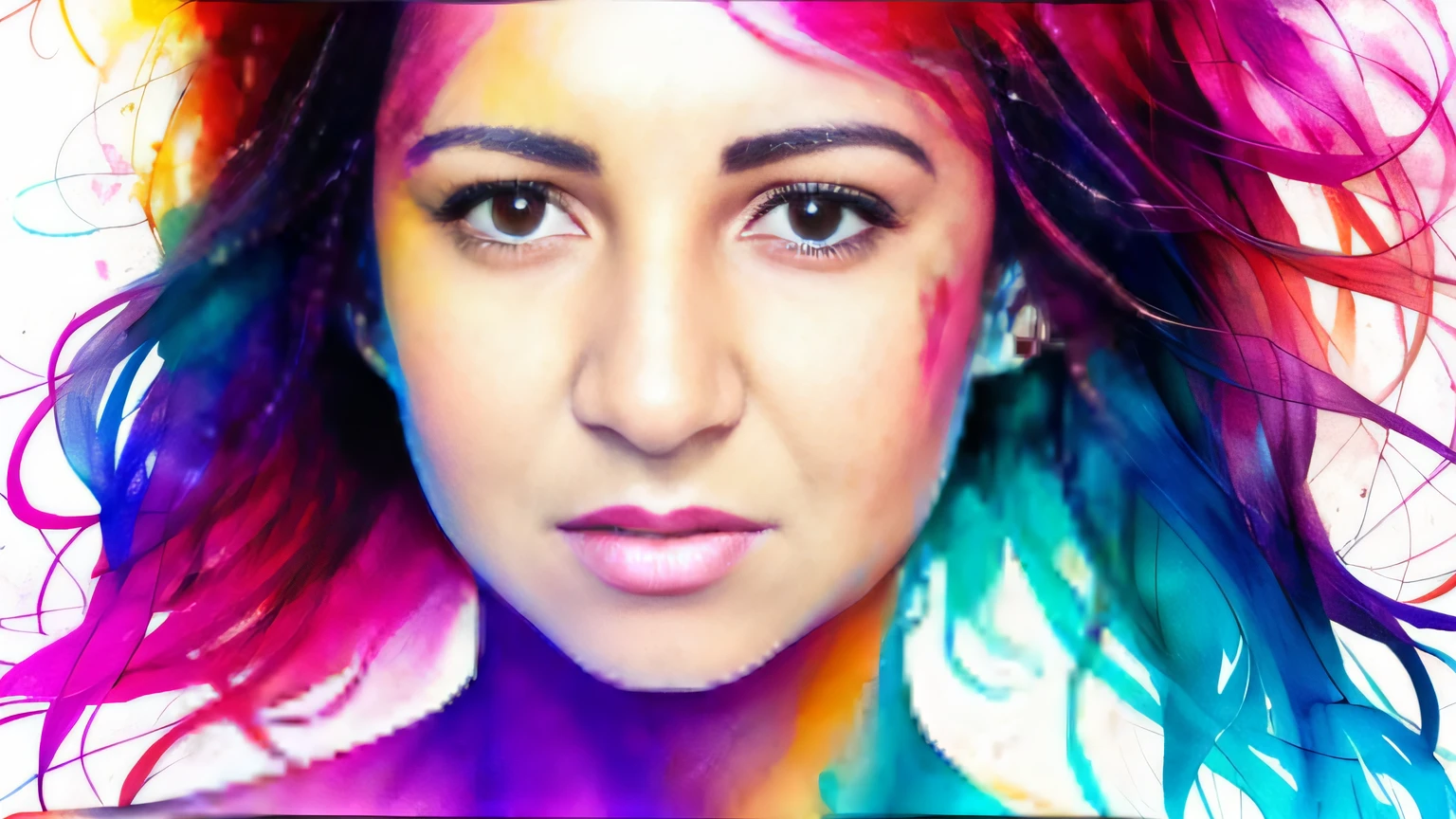 mulher morena, uma mulher por agnes cecile, design luminoso, cores pastel, gotas de tinta, luzes de outono