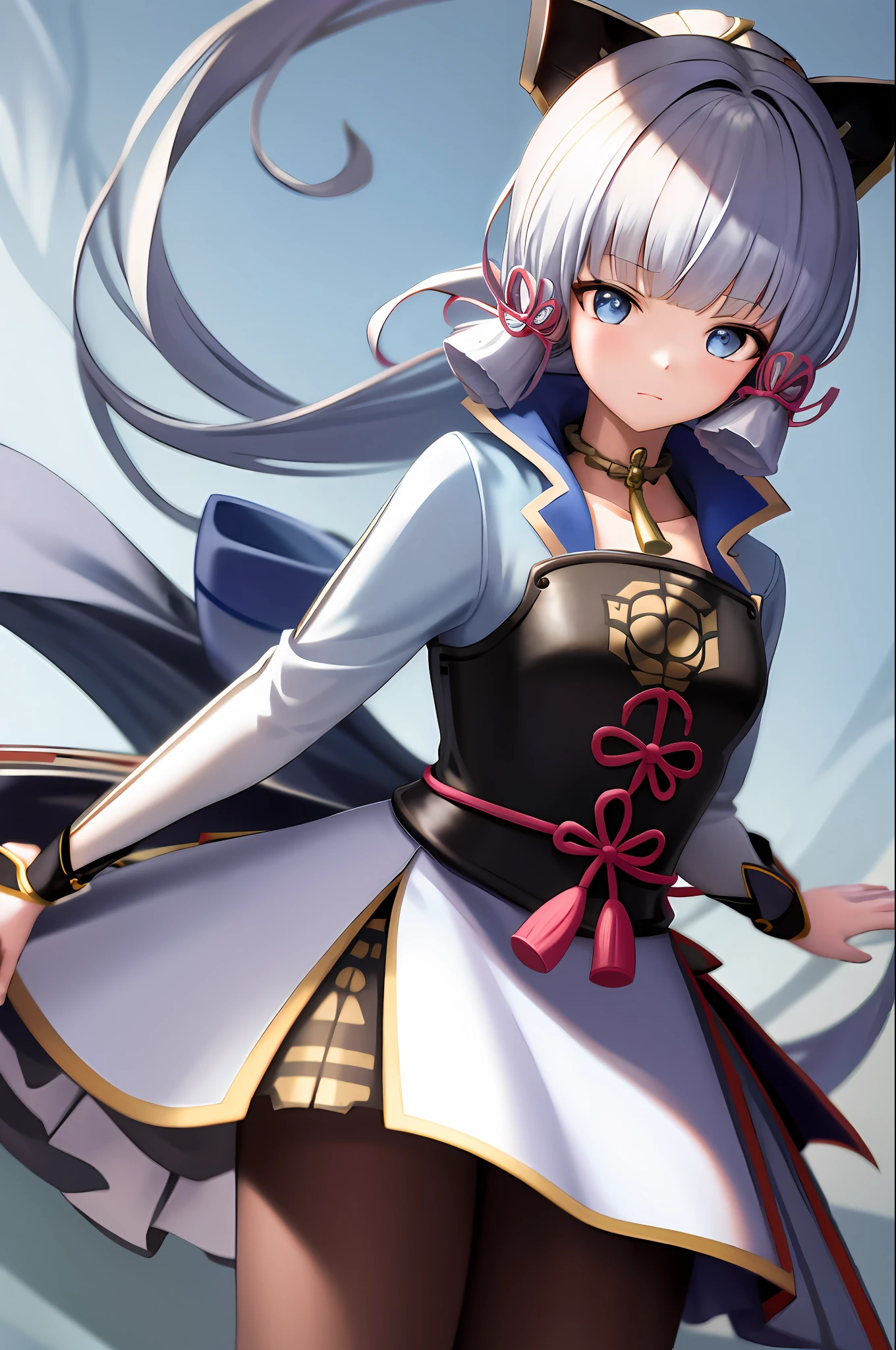 ，A high resolution，best qualtiy，1girl solo，Miss Kamisato，small，komono，blacksilk，