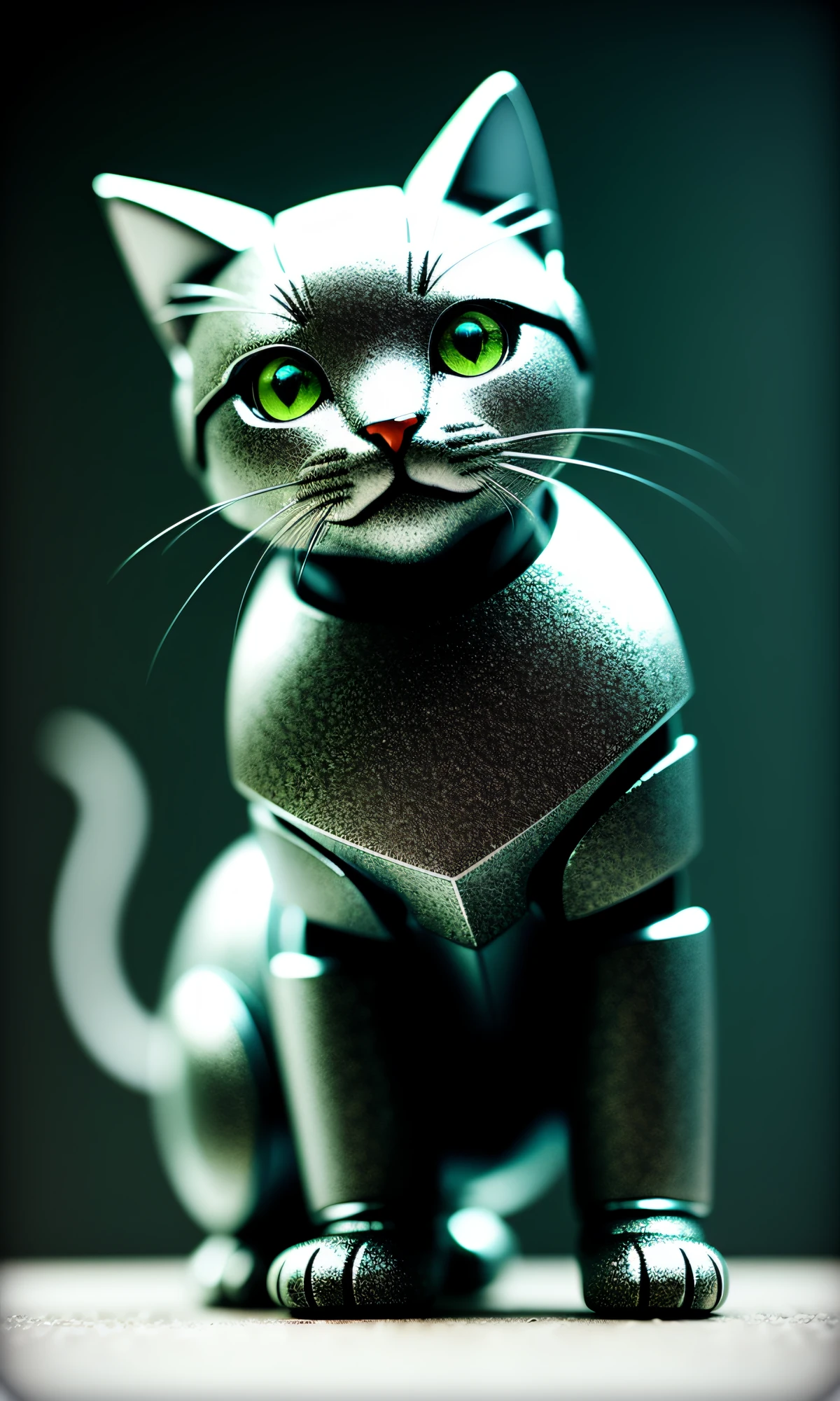 cute kitten made of metal, (cyborg: 1.1), ([tail | detailed wire]: 1.3), (complex detail), HDR, (complex detail, super detail: 1.2), cinematic shot, vignette, center