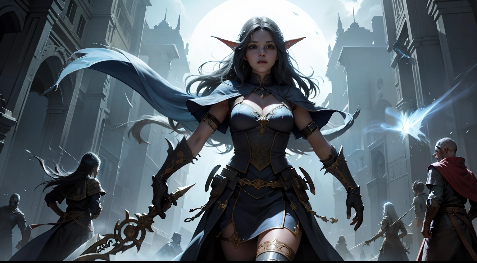 ((Best quality)), ((masterpiece)), (highly detailed:1.3)3D,tanjoreai , Amid a realm of enchantment and mythical wonders, tales of (heroes:1.1) and (heroines:1.2) unfold. In this realm, ancient prophecies predict the rise of a chosen champion destined to face a malevolent force that threatens to plunge the world into eternal darkness. The road to victory is spread across exotic and otherworldly landscapes, from mist-shrouded forests to towering crystalline peaks and (ethereal floating islands:1.1). Taking advantage of the arcane arts, (mighty wizards:1.1) conjure spells that weave intricate patterns of magic, while (elven archers:1.1) release arrows infused with ancient power. (Dwarven blacksmiths create legendary weapons:1.1) imbued with the essence of mythical creatures, capable of defeating even the most formidable enemies. The heroes embark on a dangerous mission, guided by ancient scrolls and enigmatic puzzles. Along their journey, they encounter wise mystics, shape-shifting creatures (mysterious sorceresses:1.1) who possess forbidden knowledge. As the heroes traverse the kingdoms, ancient ruins and forgotten temples reveal long-lost secrets and powerful artifacts. The clash of steel and the crackle of (magical energies:1.1) echo across ancient battlefields as the fate of the world hangs in the balance. Heroes must summon unwavering courage, unwavering unity, and unlock their true potential to overcome seemingly insurmountable odds and fulfill their heroic destinies. In this realm of high fantasy, where the realms of magic and technology intertwine, where legends are born and (epic:1.2) sagas unfold, where heroes rise and villains fall, embark on a grand adventure that will captivate the imagination and transport you to a world where anything is possible, HDR (High Dynamic Range), Ray Tracing,NVIDIA RTX, Super-resolution, Unreal 5, subsurface scattering, textur --auto
