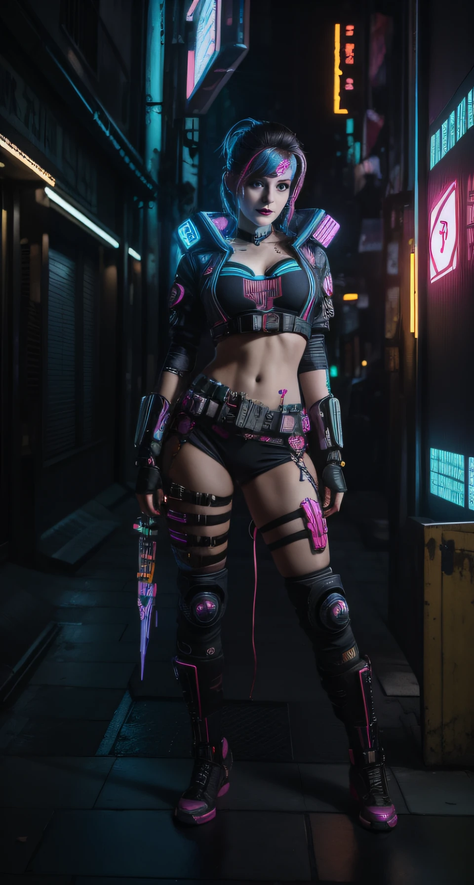 Mulher loira cyberpunk linda,8k