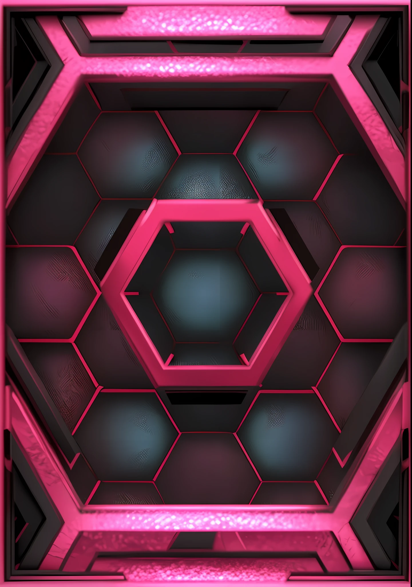 Black frame close-up with picture of football stadium behind frosted glass, Hexagonal lens matte, hexagons, hexagons, hexglow, , youtube thumbnail, Hexagons block sunlight, octagon render 8k, six sided, hexagonal, pink and black, Pink matrix light, Chroma black background,Mattire