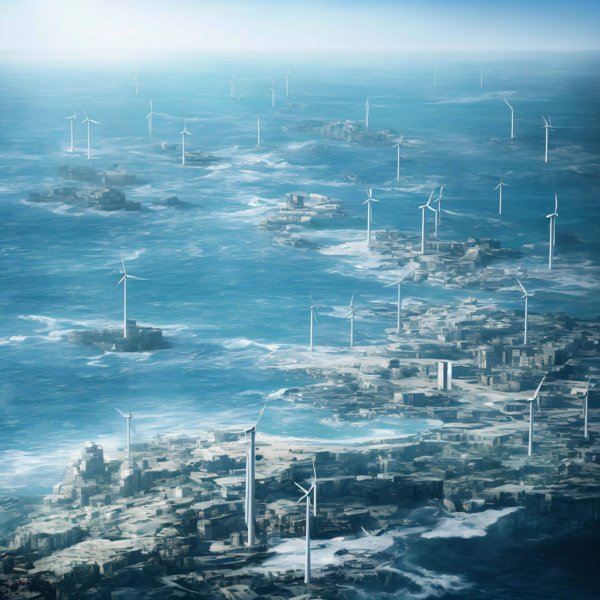 There is a big city，There are wind turbines on the water，8k matte painting, environmental key art, high detail concept art, ocean simulation, futuristic underwater metropolis, Concept art 8 km, The fan has only 3 blades， There is a big city，There are wind turbines on the water, 8 km Matte painting, 8k matte painting, environmental key art, 8 km High detail concept art, ocean simulation, futuristic underwater metropolis, 2030, 8 k concept art, concept-art. 8 k'', 8k concept art, year 2050, anno 2070