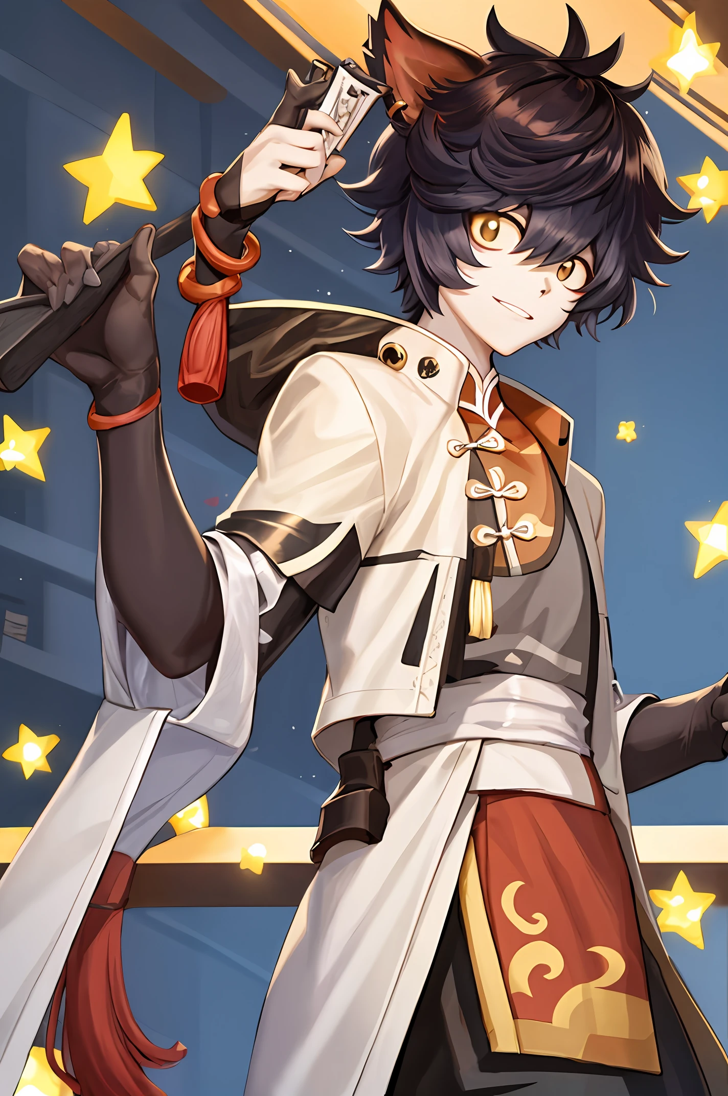 Based on the Genshin character Zhongli as a template,Draw a fandom,2.5D,Now the popular aesthetic style