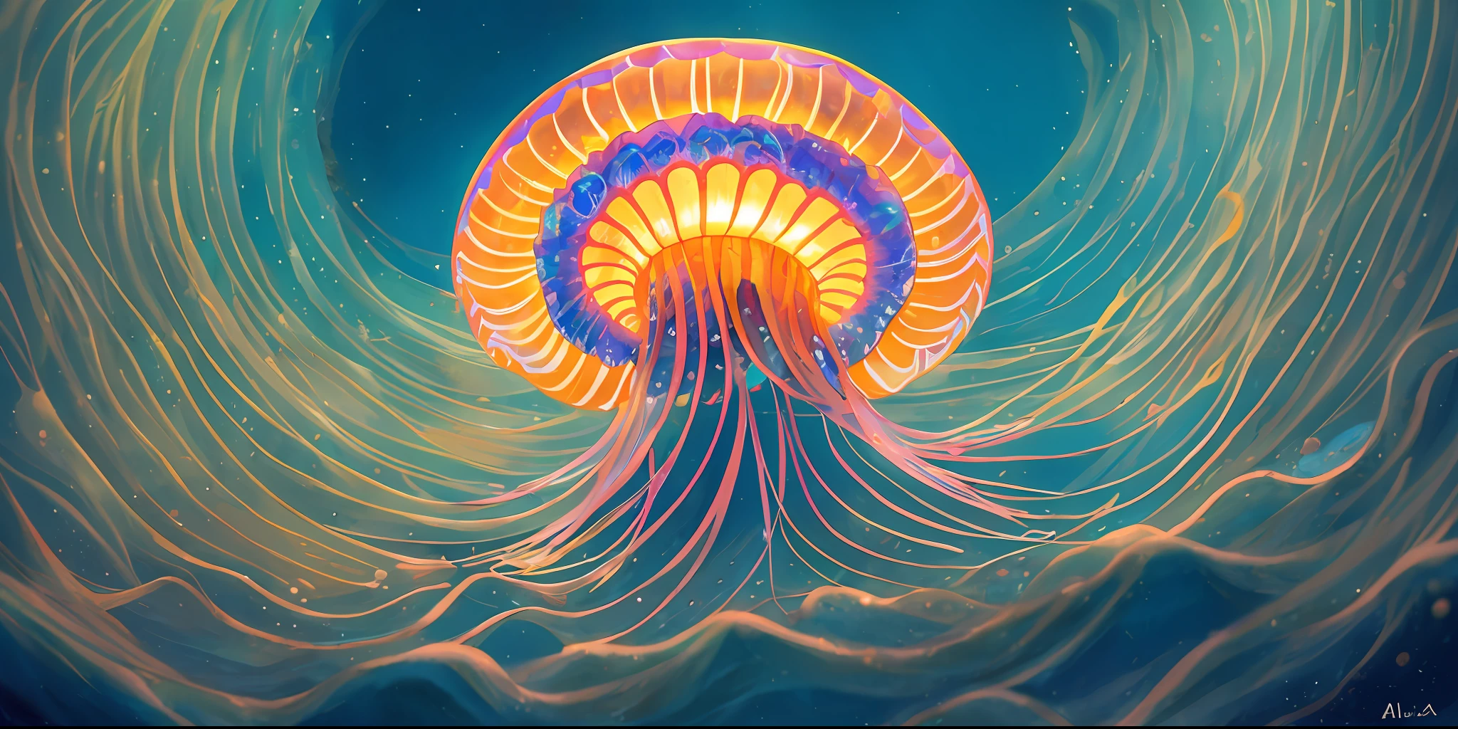 painting jellyfish in a sea of water with lights, Medusas, cyberpunk jellyfish, Aquarela altamente detalhada 8K, Aquarela altamente detalhada 8 K, neon jellyfish, Burger mixes jellyfish, Dance of the jellyfish, protetor de tela impressionante, its a deep dream, artistic 4 k, Arte NFT, Medusas, 8k highly detailed ❤️🔥 🔥 💀 🤖 🚀 --auto --s2