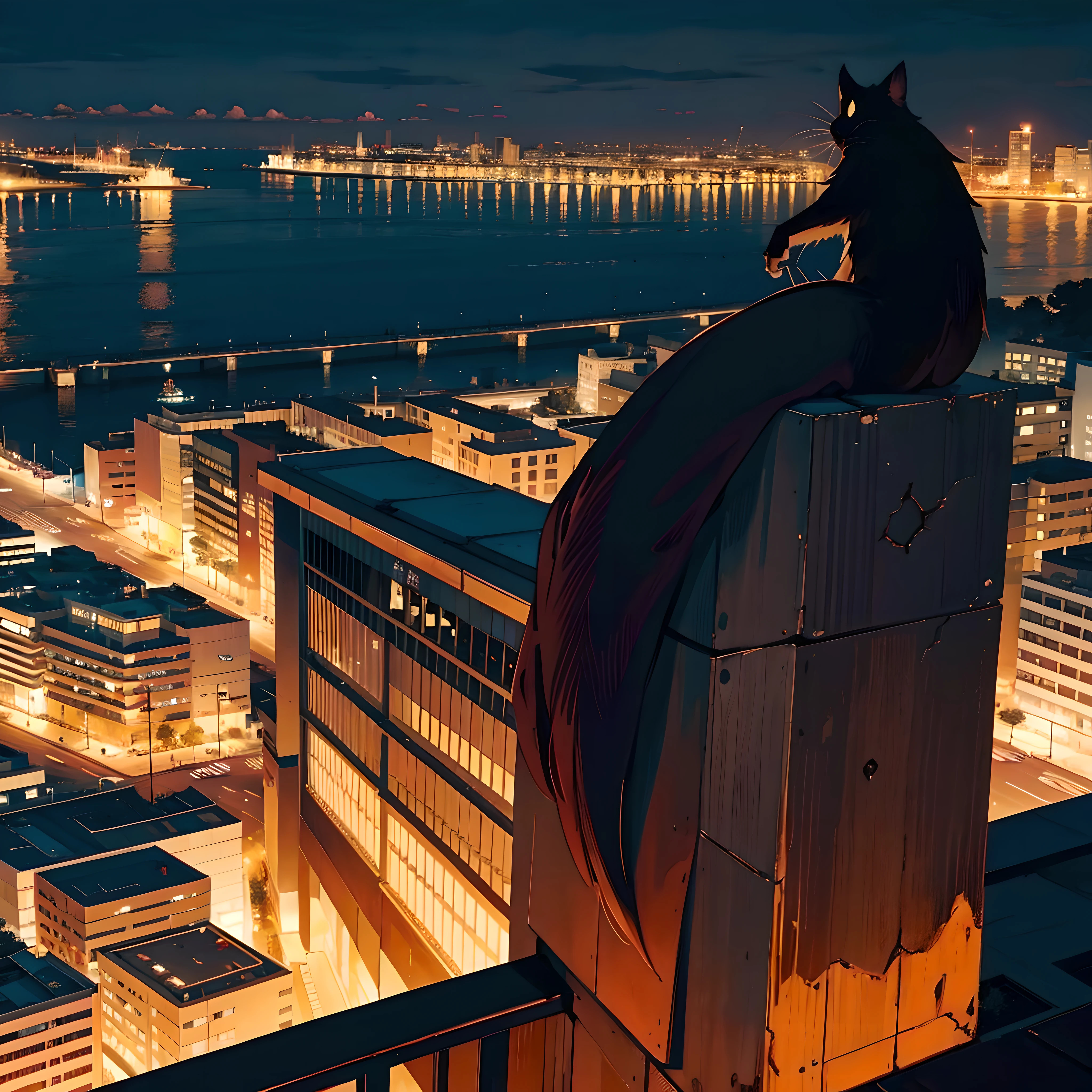 dark theme. rato contemplando admirando a cidade --auto