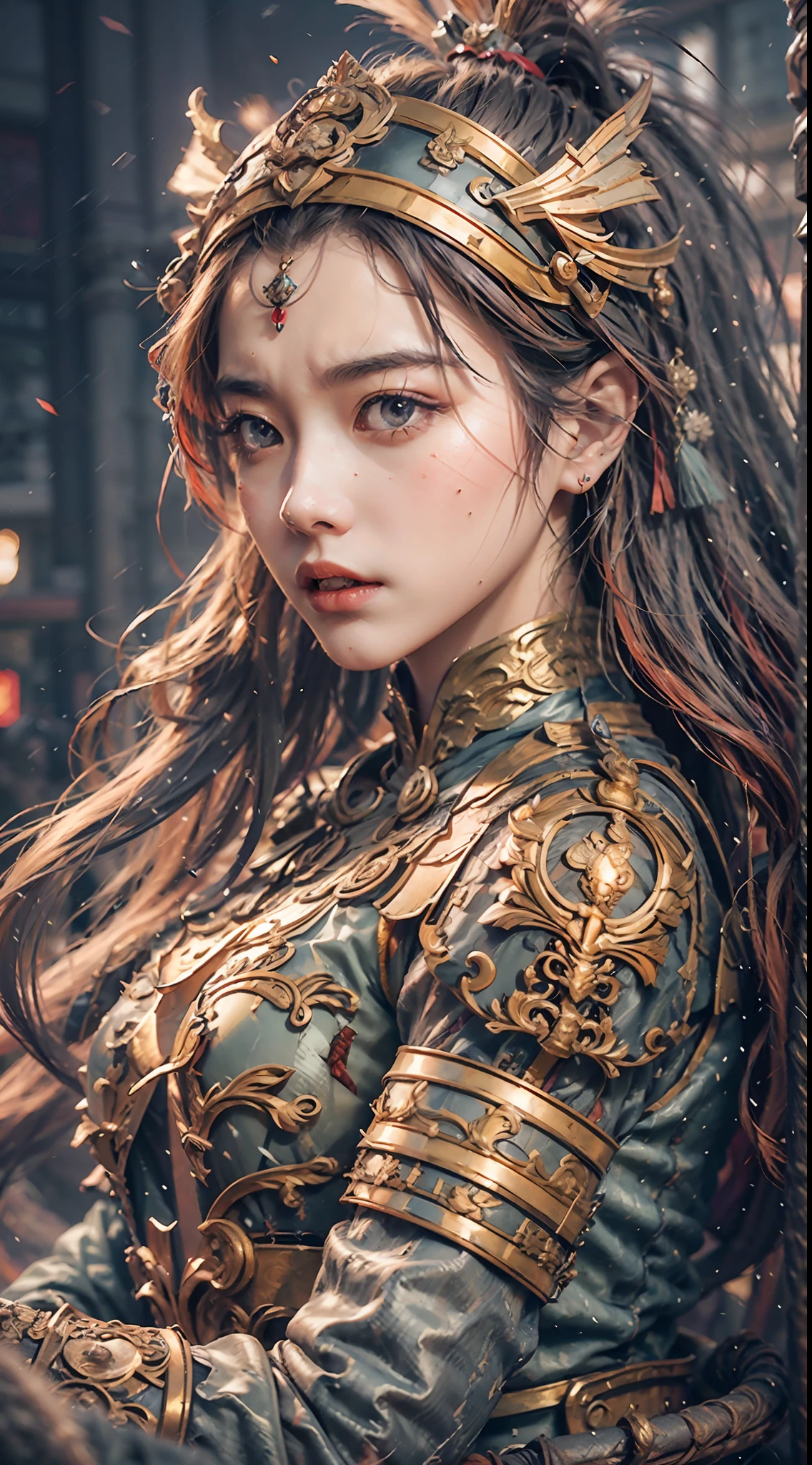 A Chinese sneering girl, bust, vampire fangs, extreme quality, Cg unity 8k, super delicate, background bokeh, full depth of field, HDR high dynamics, real restoration, intricate and extreme detail, perfectly presenting the style of midjourney art. --auto --s2