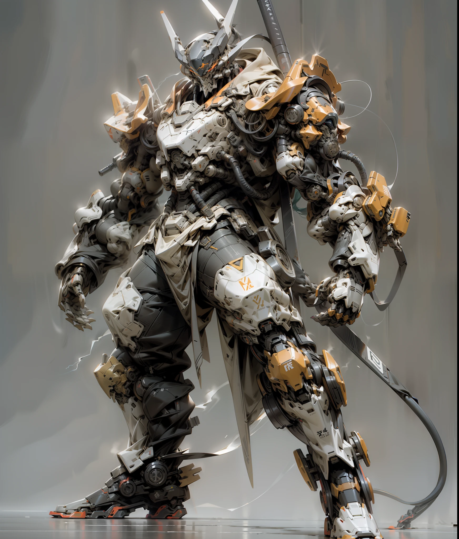 Demon Killer, Super Cool Demon Killer, Wearing Mechanical Armor, Red Lightning, Play Lightning, Super Detail, IP by pop mart, Edge Light, Avatar, Octane Rendering, Blender, Full Body, Clean Black Background, 3D, C4D, Best Quality, Very Detailed, 8K