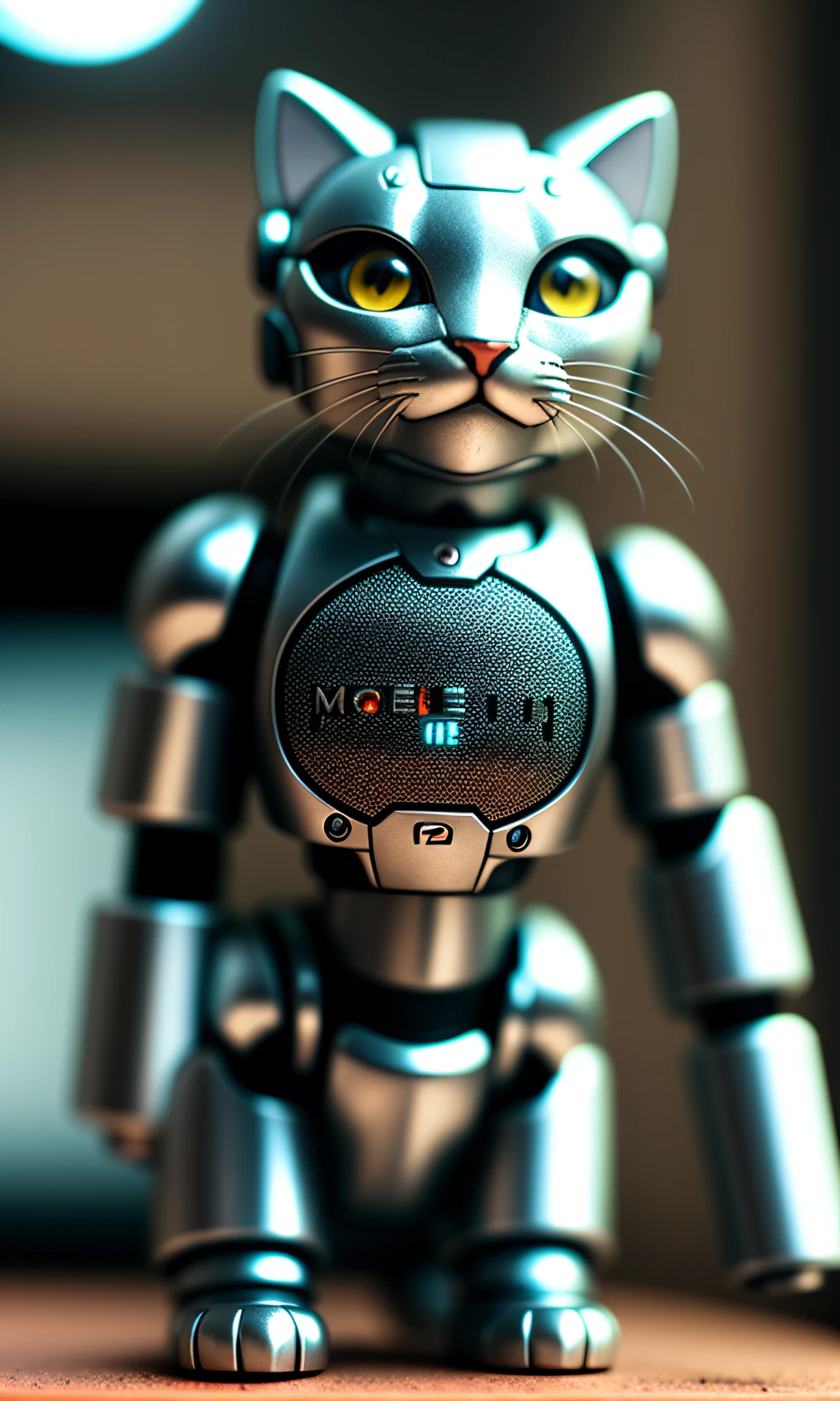 cute kitten made of metal, (cyborg: 1.1), ([tail | detailed wire]: 1.3), (complex detail), HDR, (complex detail, super detail: 1.2), cinematic shot, vignette, center