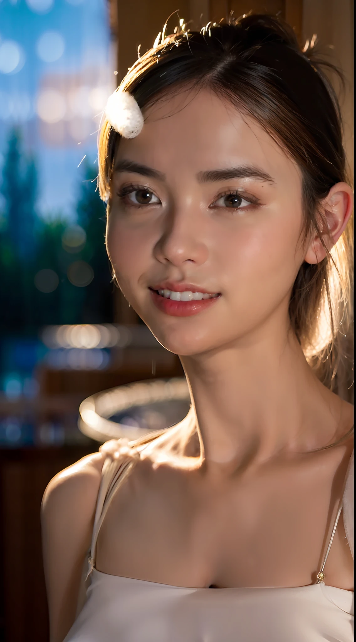 (Height difference:1.8),(depth of fields),1 girl's face blends in,Open your mouth and smile, Made of painting defies gravity,Thick flow,liquid state,Beautiful,tmasterpiece,Background of details,Ultra-high quality models,ethereal background,Abstract beauty,explosive volume,Heavy strokes,Romantic lights,Sub-surface scattering，Lens 135mm，f1.8，with light glowing，8k，A high resolution，dream magical，hdr，God Ray，9：16
