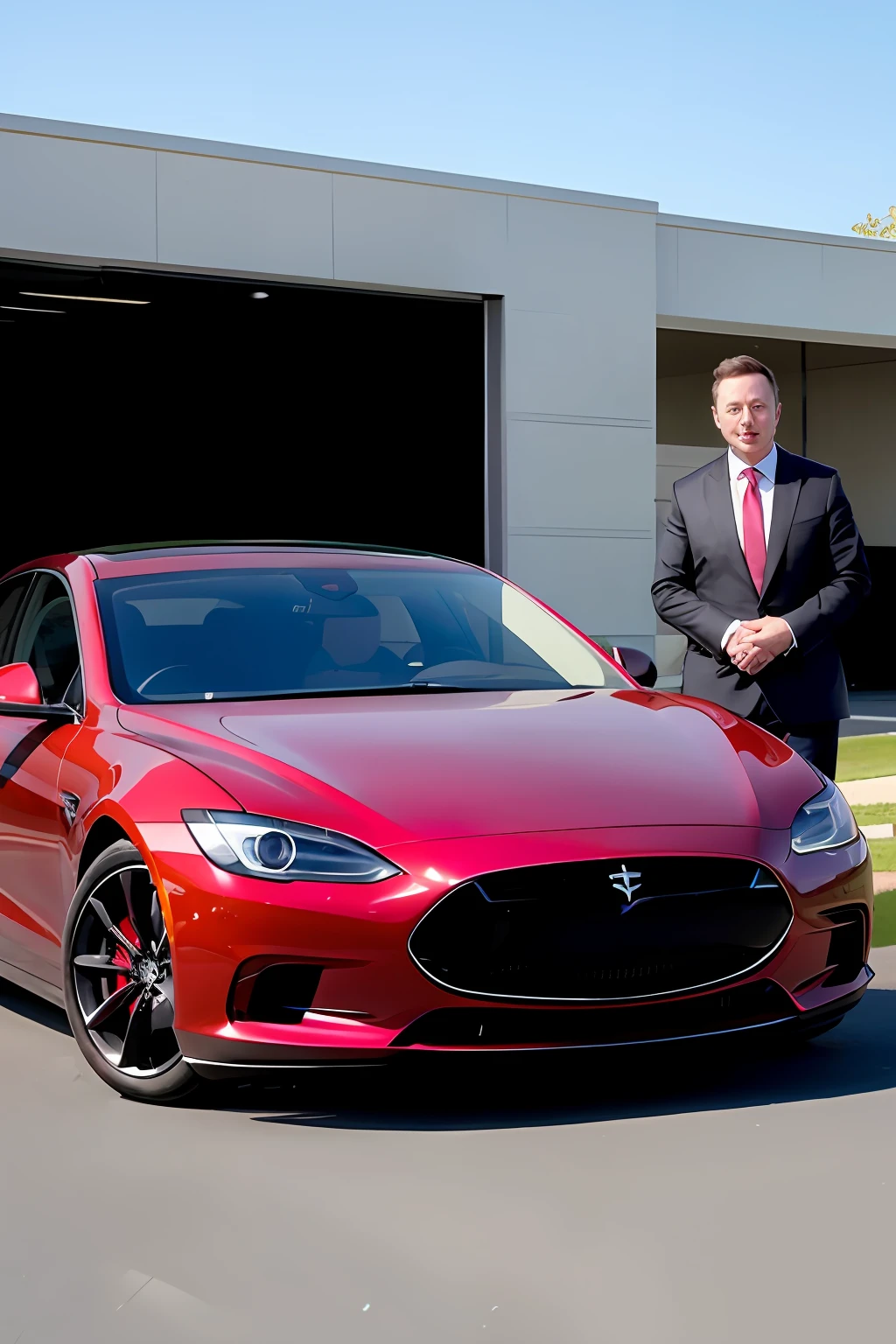 Musk,The license plate is blue,The car color is gray