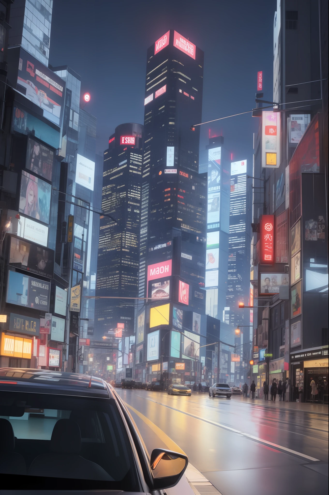 The back of a car full of technology,The background is the night of the city,Full of technology,Cyberpunk style