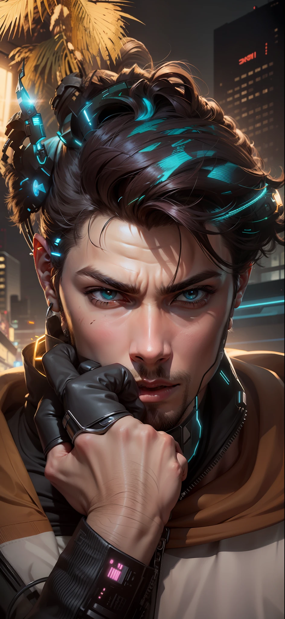 Changebackground cyberpunk handsome boy, realistic face,8k ultra realistic
