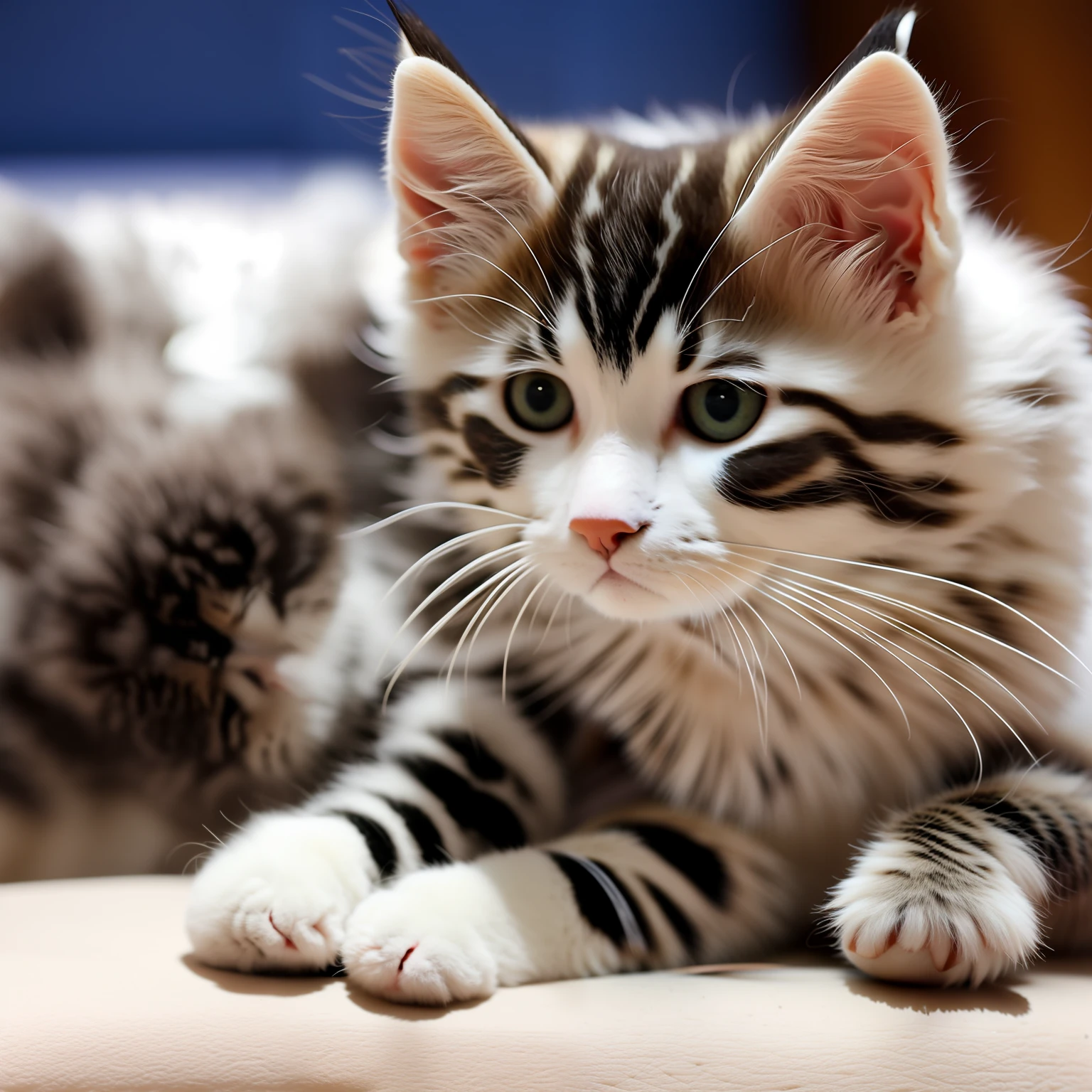 8k，realisticlying，Three kittens，white colors，adolable，Muppet cat。best qualtiy，Lie down in the bright sun --auto