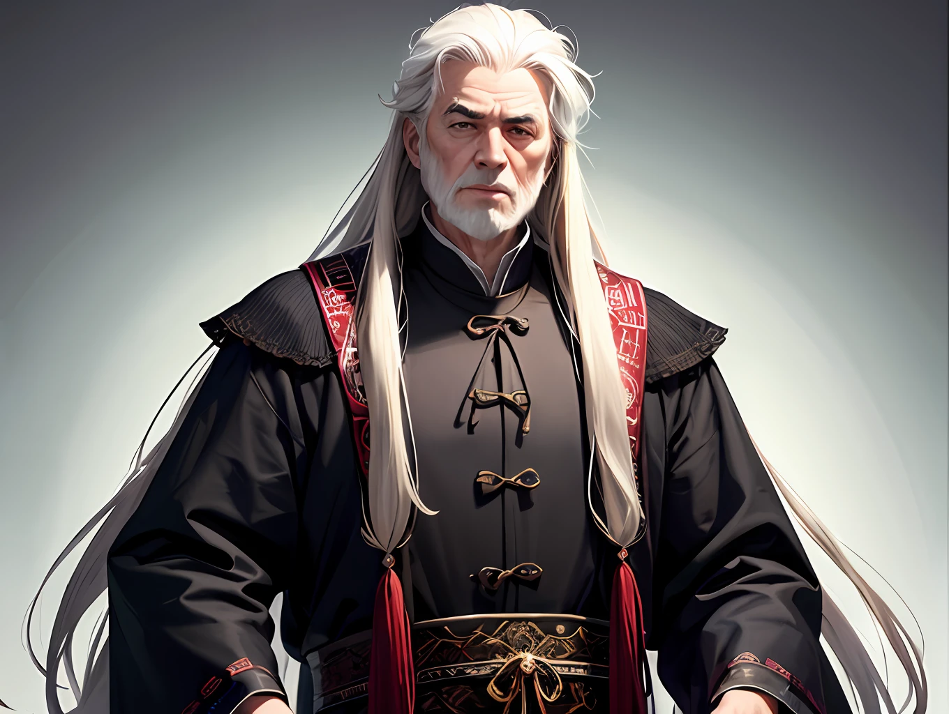 (tmasterpiece,top Quority,best qualtiy,offcial art,Beauty and aesthetics:1.2),(1boy),Extremely detailed,(s fractal art:1.3),extremely colorful,Most detailed,a old man,Taoist robes,long white hair,Wrinkles,Point ahead,Dita,Arrogant